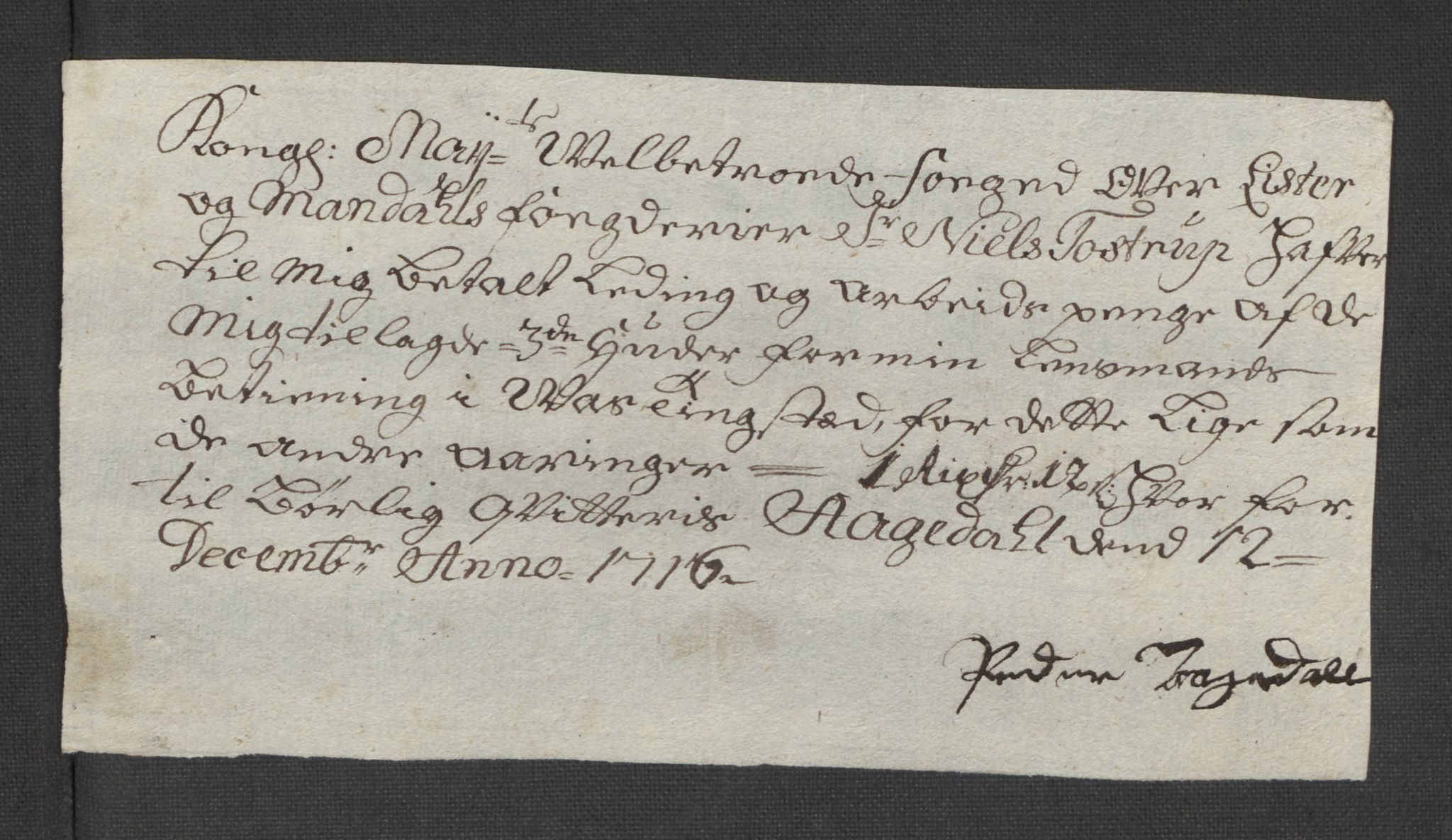 Rentekammeret inntil 1814, Reviderte regnskaper, Fogderegnskap, AV/RA-EA-4092/R43/L2560: Fogderegnskap Lista og Mandal, 1716, p. 211