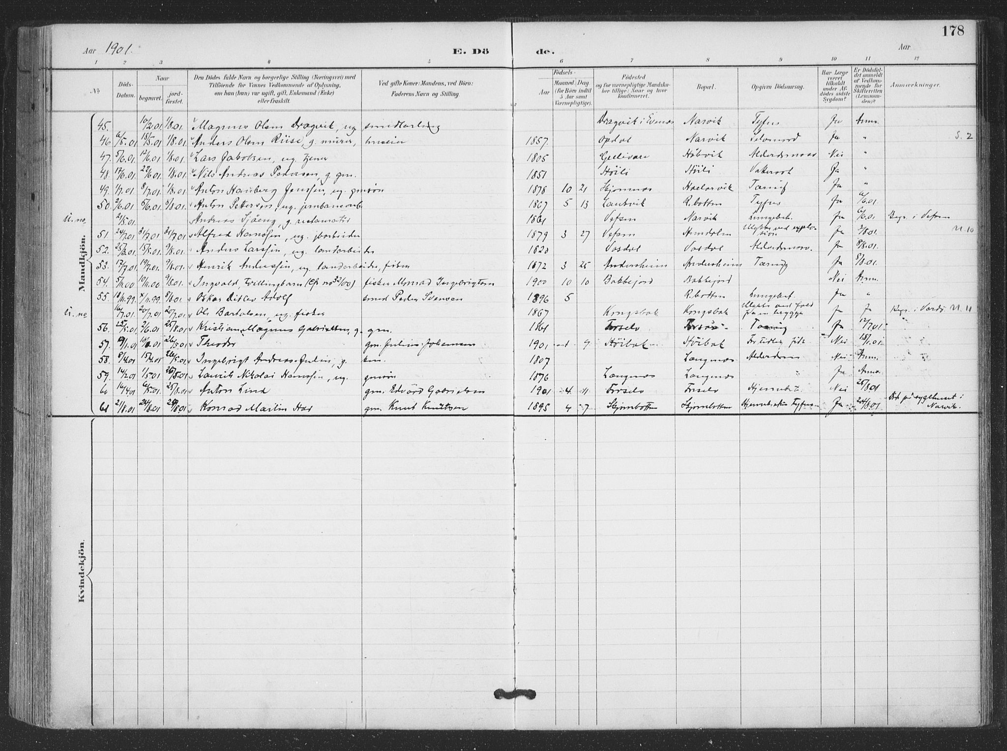 Ministerialprotokoller, klokkerbøker og fødselsregistre - Nordland, AV/SAT-A-1459/866/L0939: Parish register (official) no. 866A02, 1894-1906, p. 178