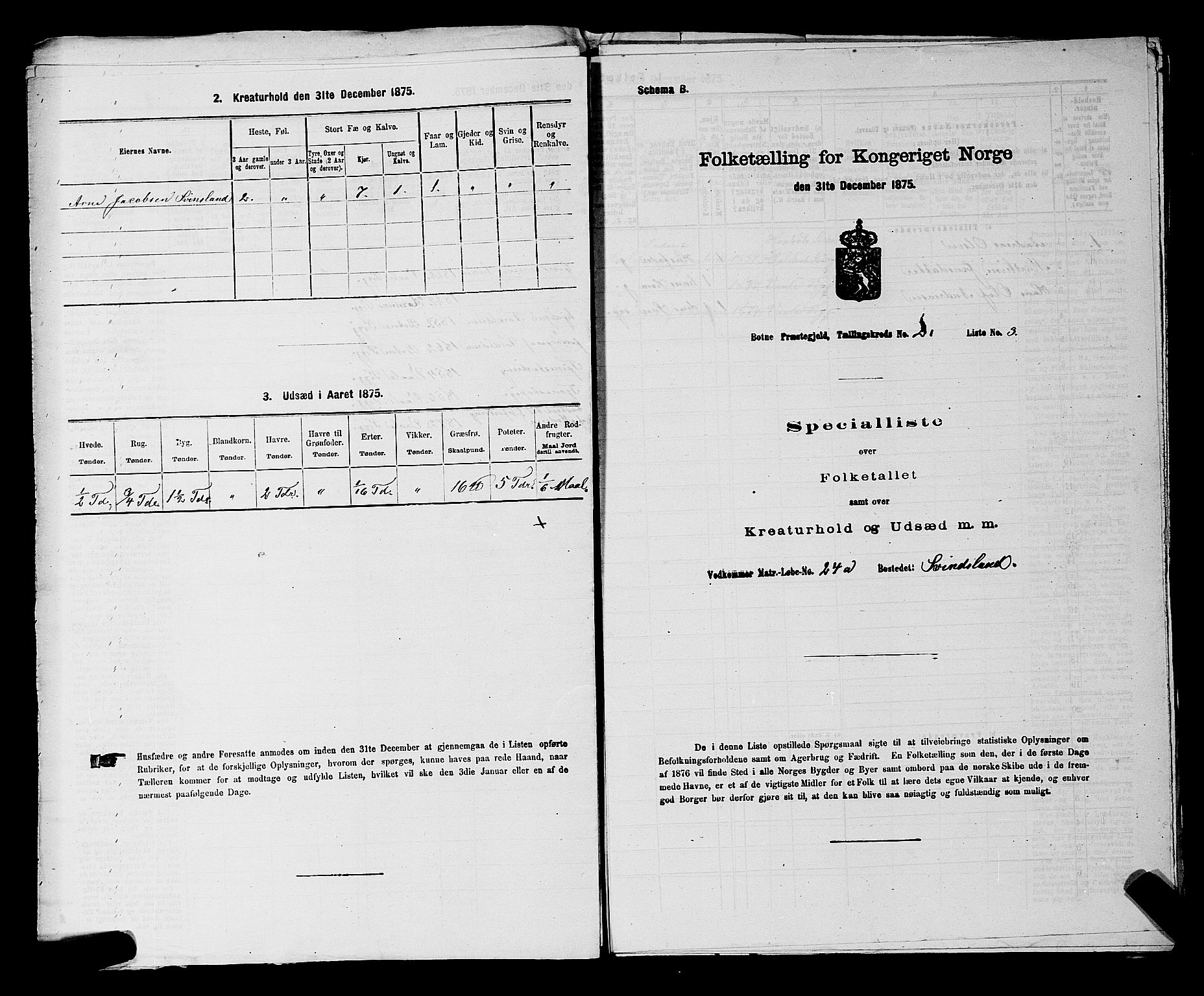 SAKO, 1875 census for 0715P Botne, 1875, p. 163