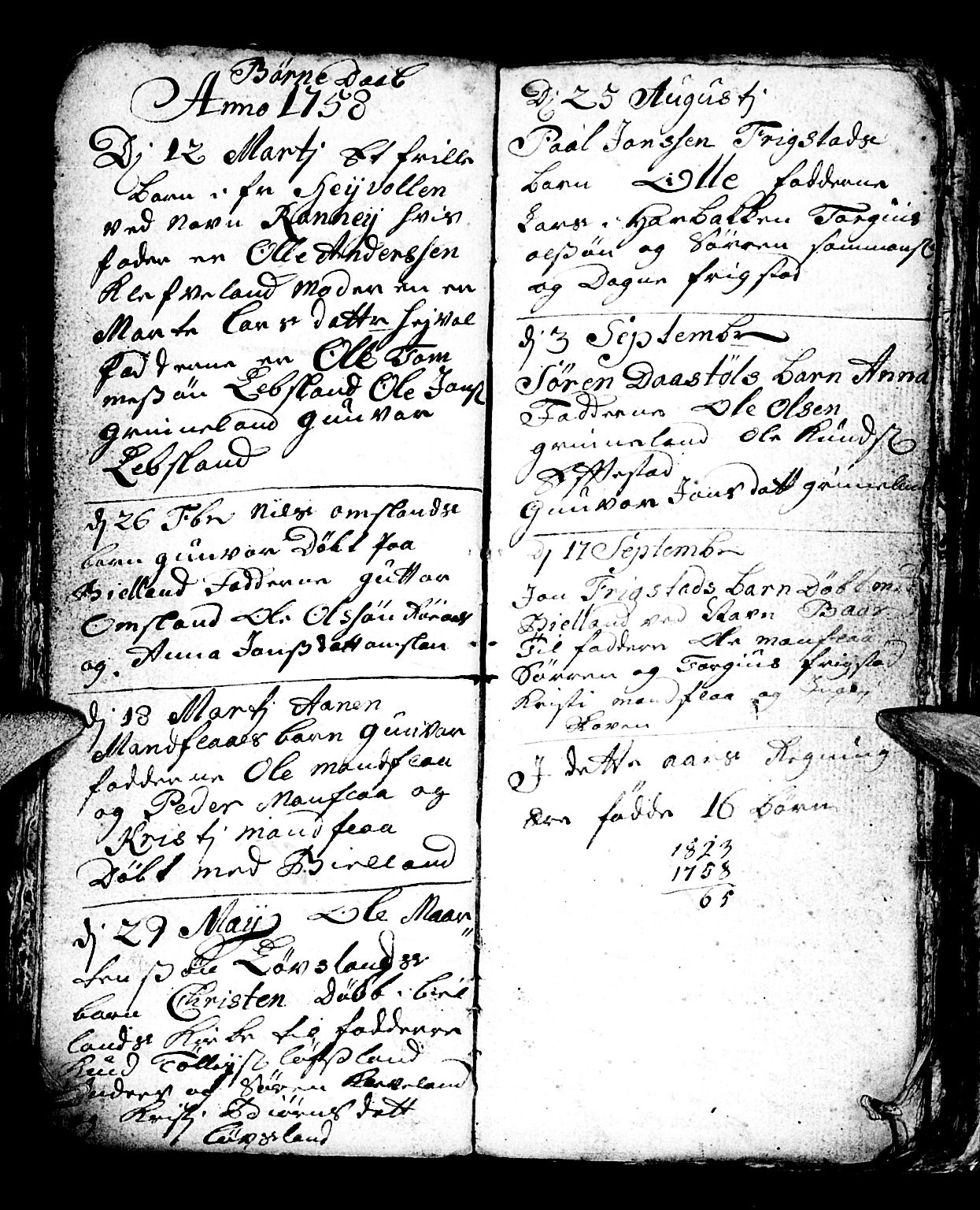 Bjelland sokneprestkontor, AV/SAK-1111-0005/F/Fb/Fbb/L0001: Parish register (copy) no. B 1, 1732-1782, p. 53