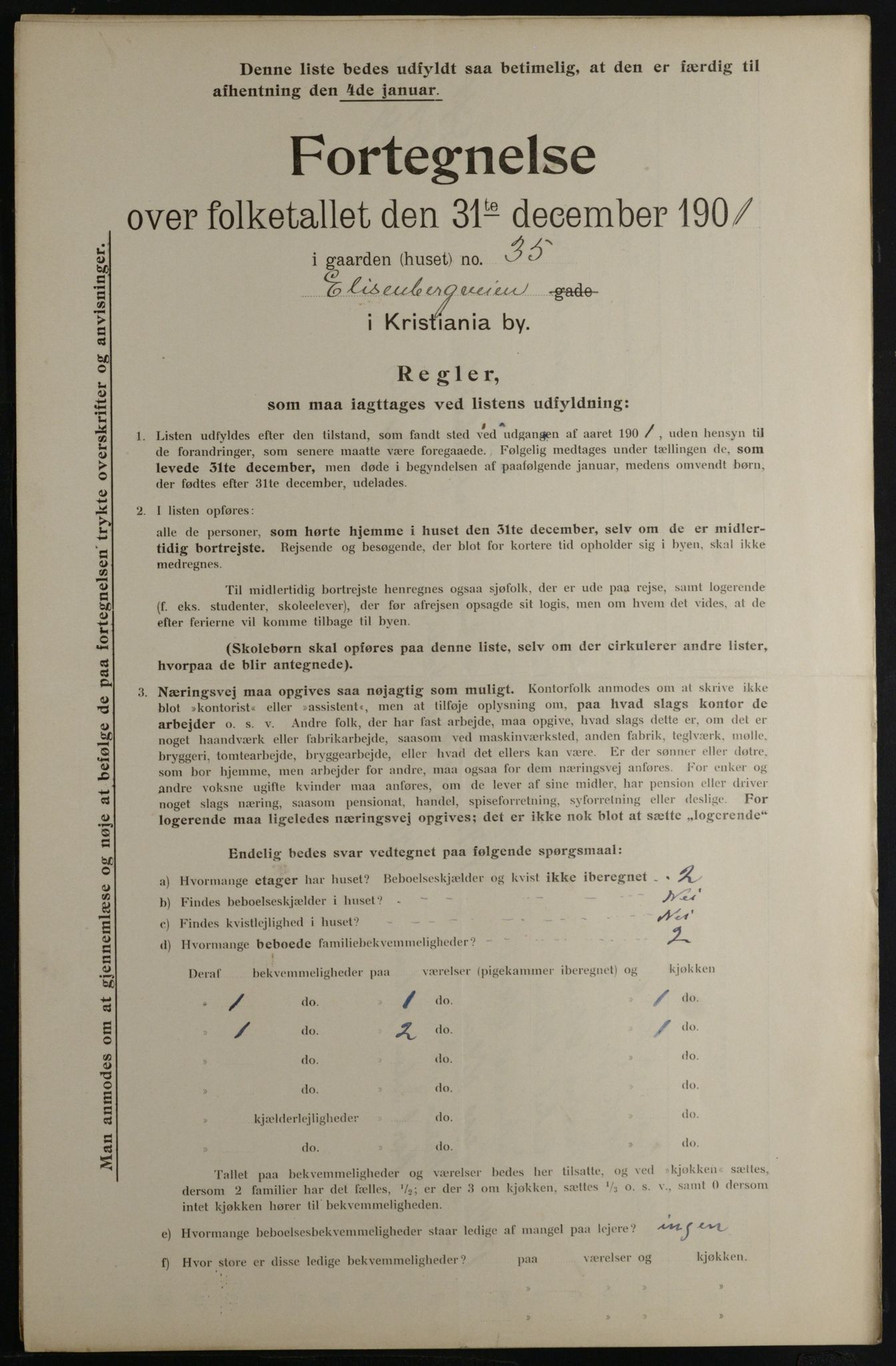 OBA, Municipal Census 1901 for Kristiania, 1901, p. 3303