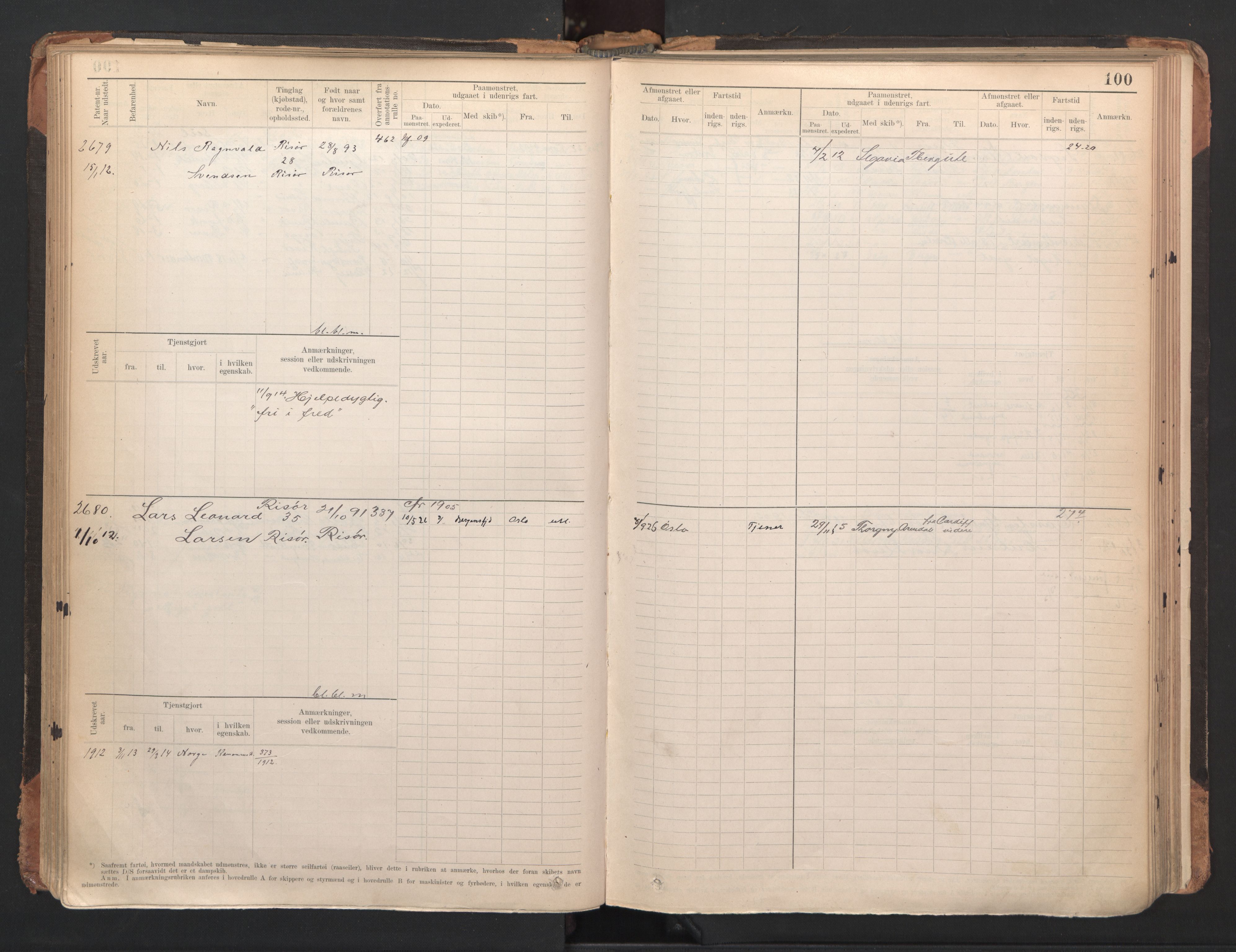 Risør mønstringskrets, AV/SAK-2031-0010/F/Fb/L0005: Hovedrulle A nr 2485-3065, Q-5, 1904-1948, p. 104