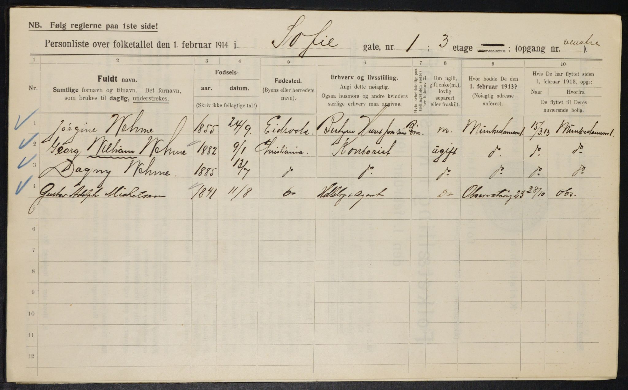 OBA, Municipal Census 1914 for Kristiania, 1914, p. 98559