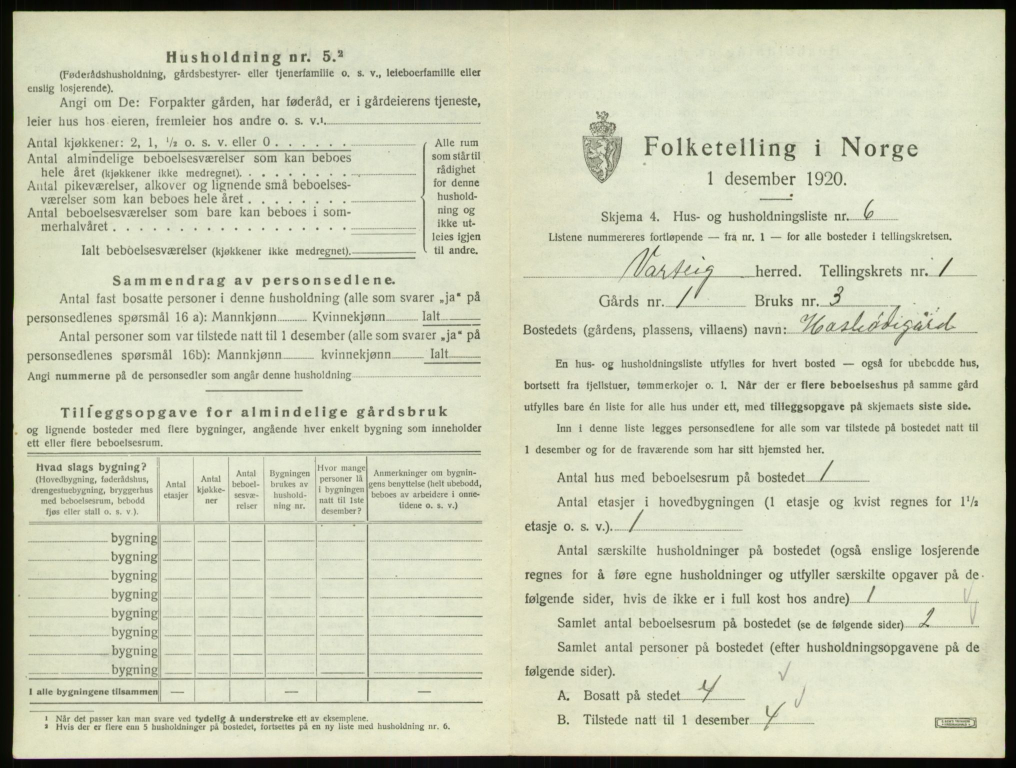 SAO, 1920 census for Varteig, 1920, p. 29