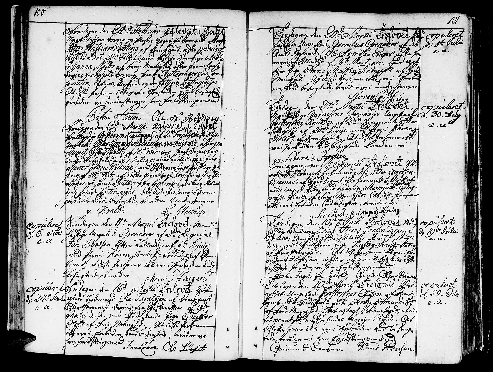 Ministerialprotokoller, klokkerbøker og fødselsregistre - Sør-Trøndelag, SAT/A-1456/602/L0105: Parish register (official) no. 602A03, 1774-1814, p. 100-101