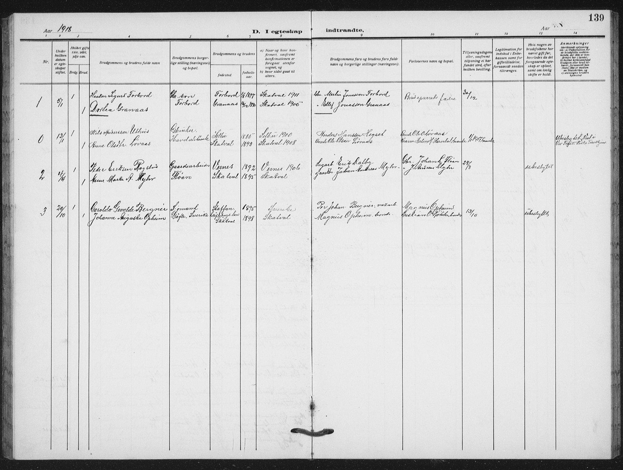 Ministerialprotokoller, klokkerbøker og fødselsregistre - Nord-Trøndelag, SAT/A-1458/712/L0104: Parish register (copy) no. 712C02, 1917-1939, p. 139