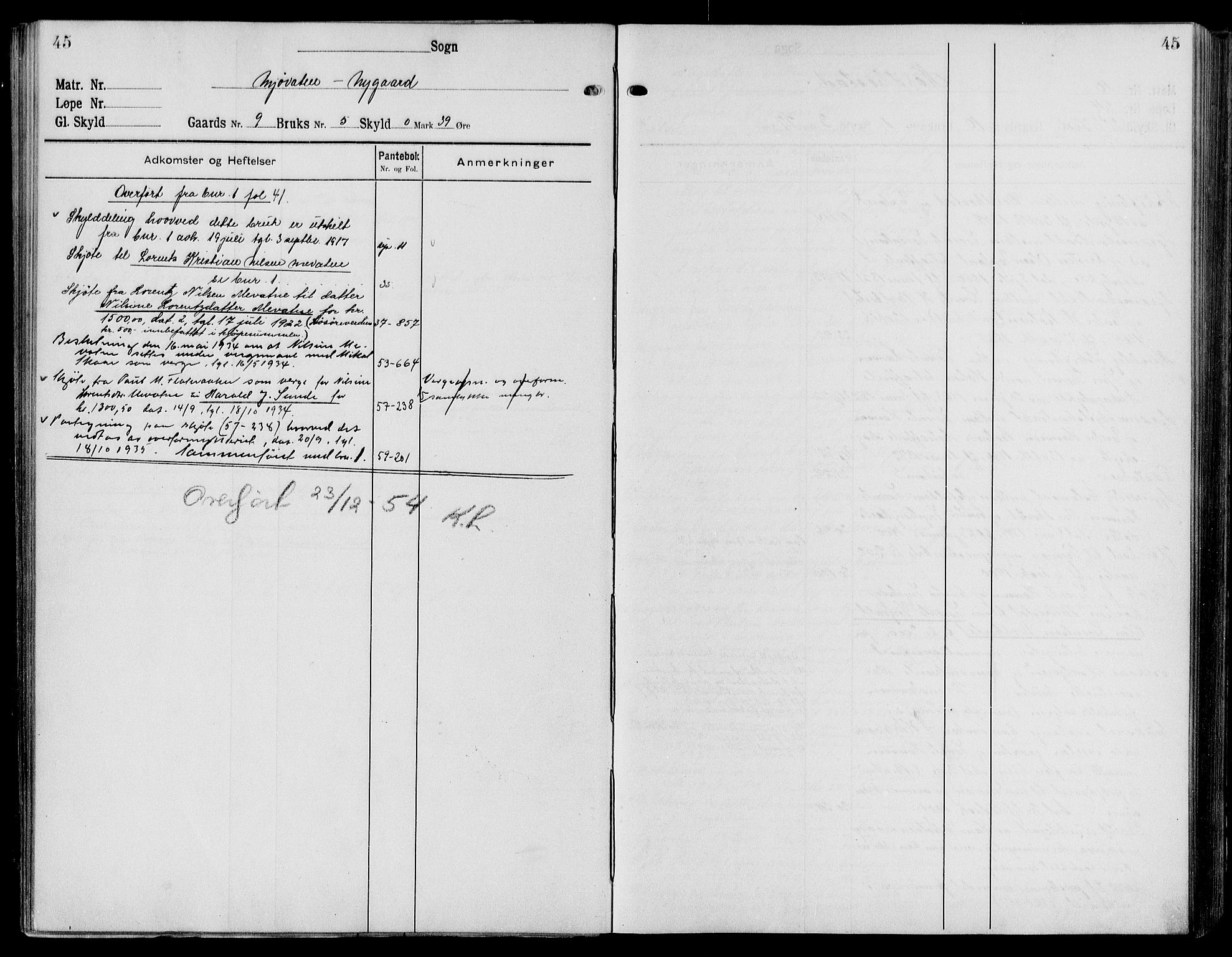 Sunnhordland sorenskrivar, AV/SAB-A-2401/1/G/Ga/Gas/L0006: Mortgage register no. II.A.s.6, 1919-1954, p. 45