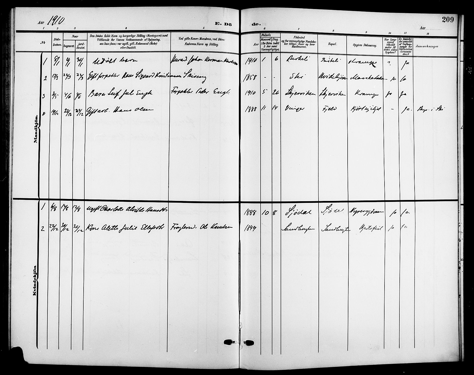 Nesodden prestekontor Kirkebøker, SAO/A-10013/G/Gb/L0001: Parish register (copy) no. II 1, 1905-1924, p. 209