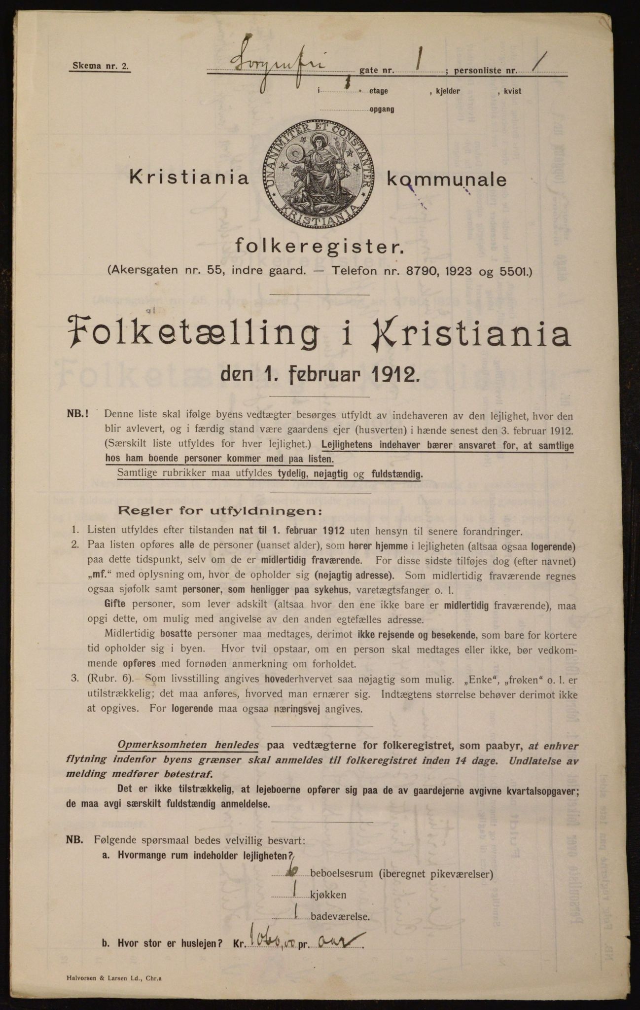 OBA, Municipal Census 1912 for Kristiania, 1912, p. 100084