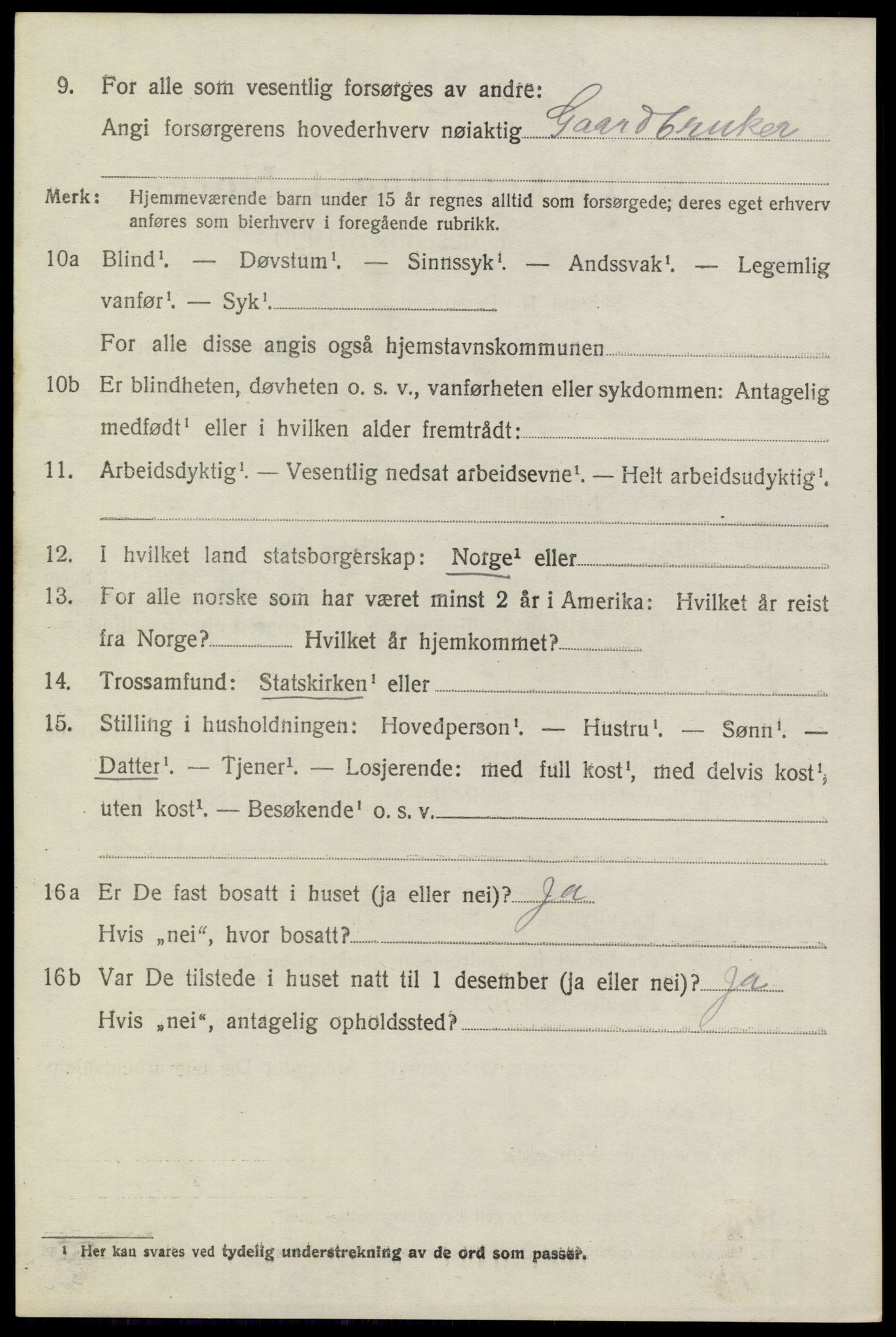 SAKO, 1920 census for Sannidal, 1920, p. 4926