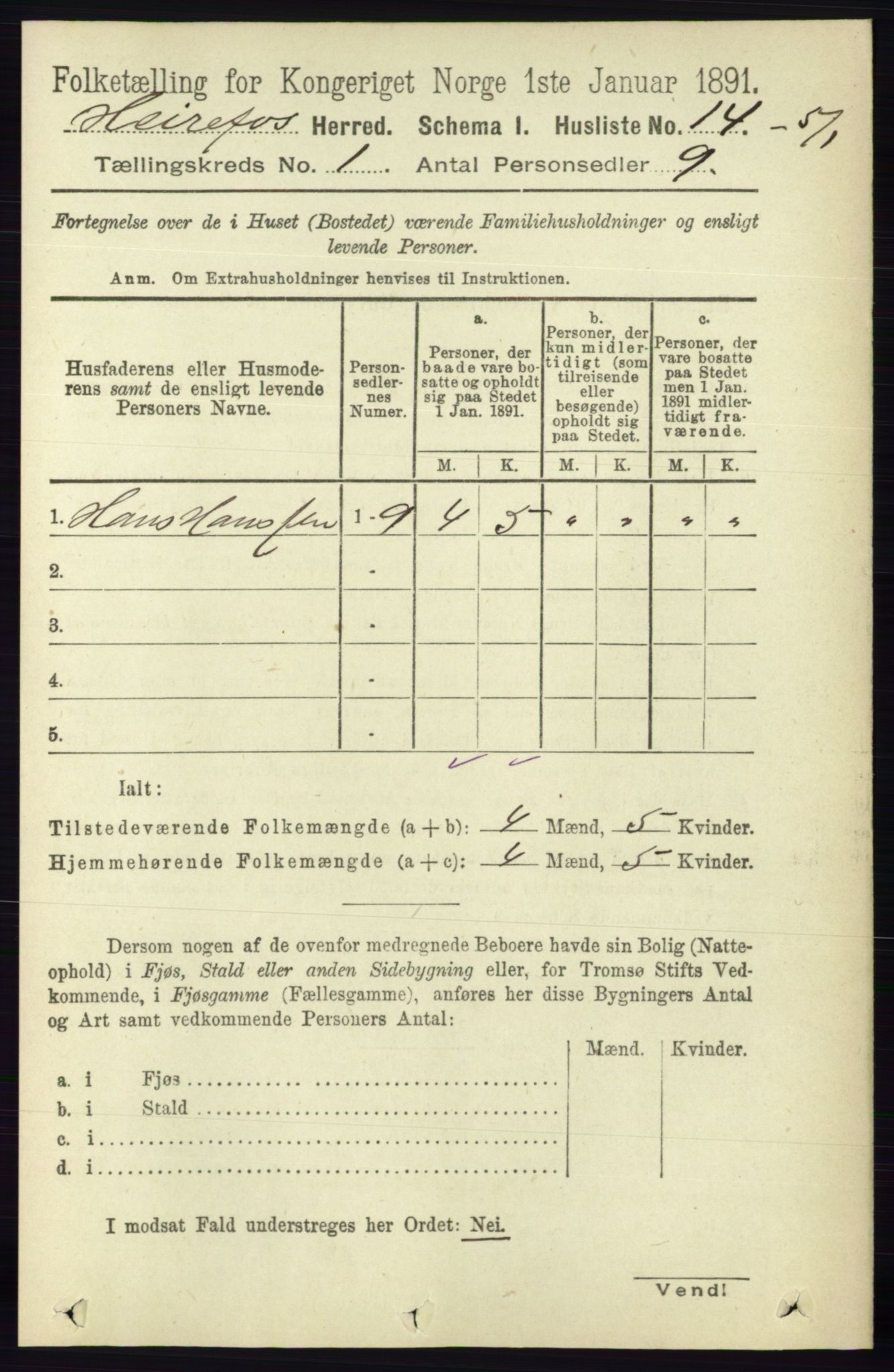 RA, 1891 census for 0933 Herefoss, 1891, p. 26