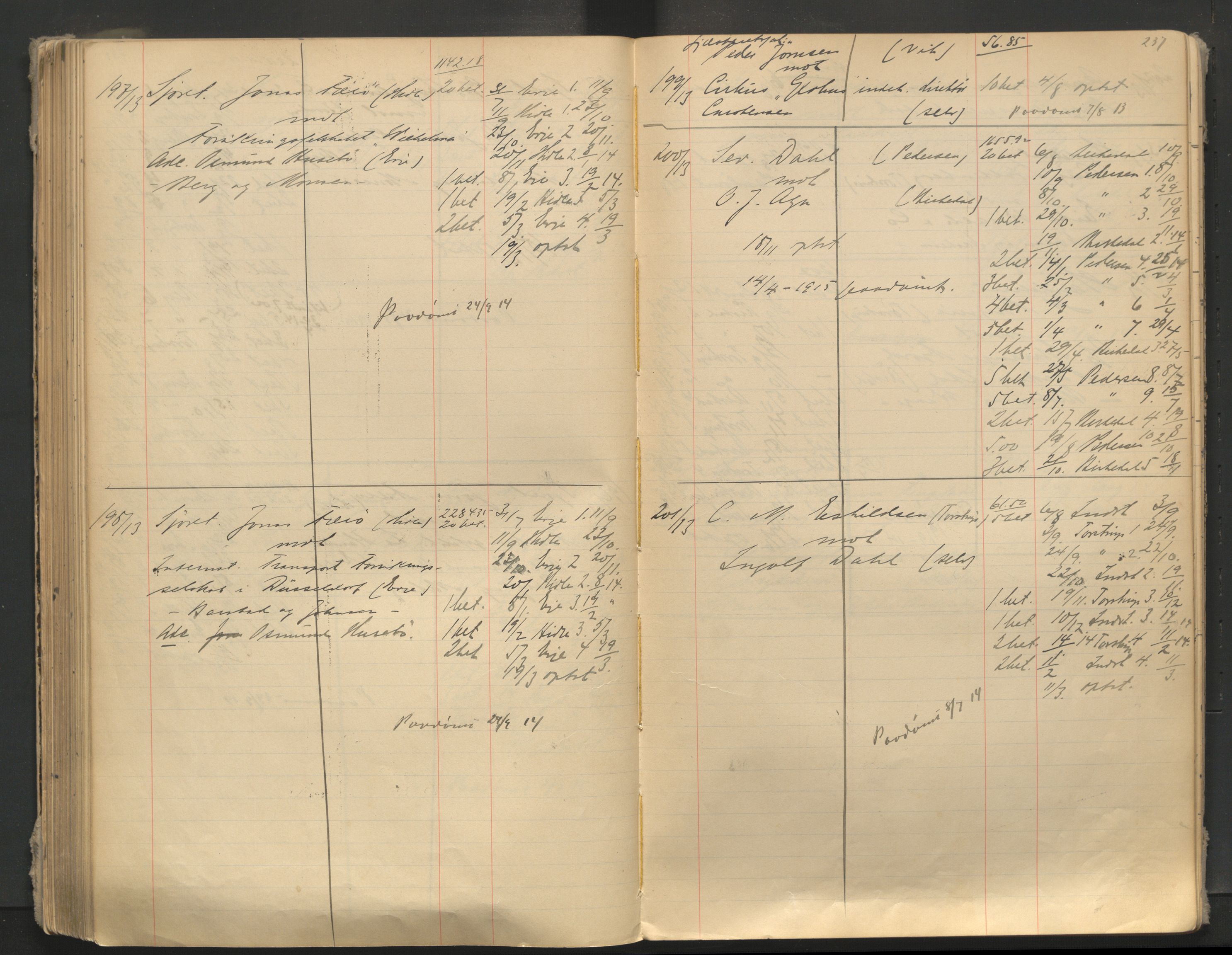 Stavanger byfogd, AV/SAST-A-101408/001/3/32/32A/L0005: Saksliste for Stavanger byting, 1910-1914, p. 236-237