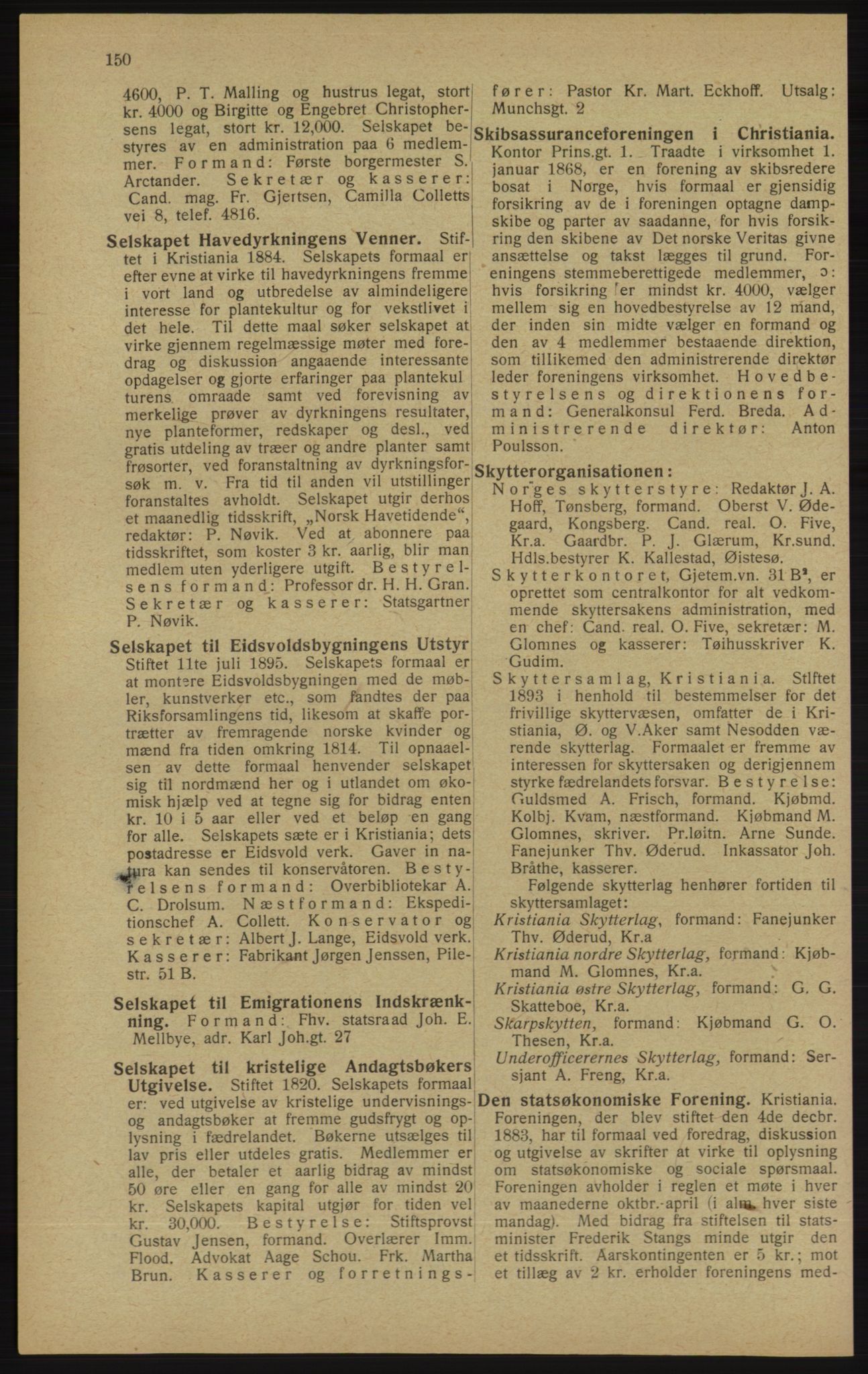 Kristiania/Oslo adressebok, PUBL/-, 1913, p. 152