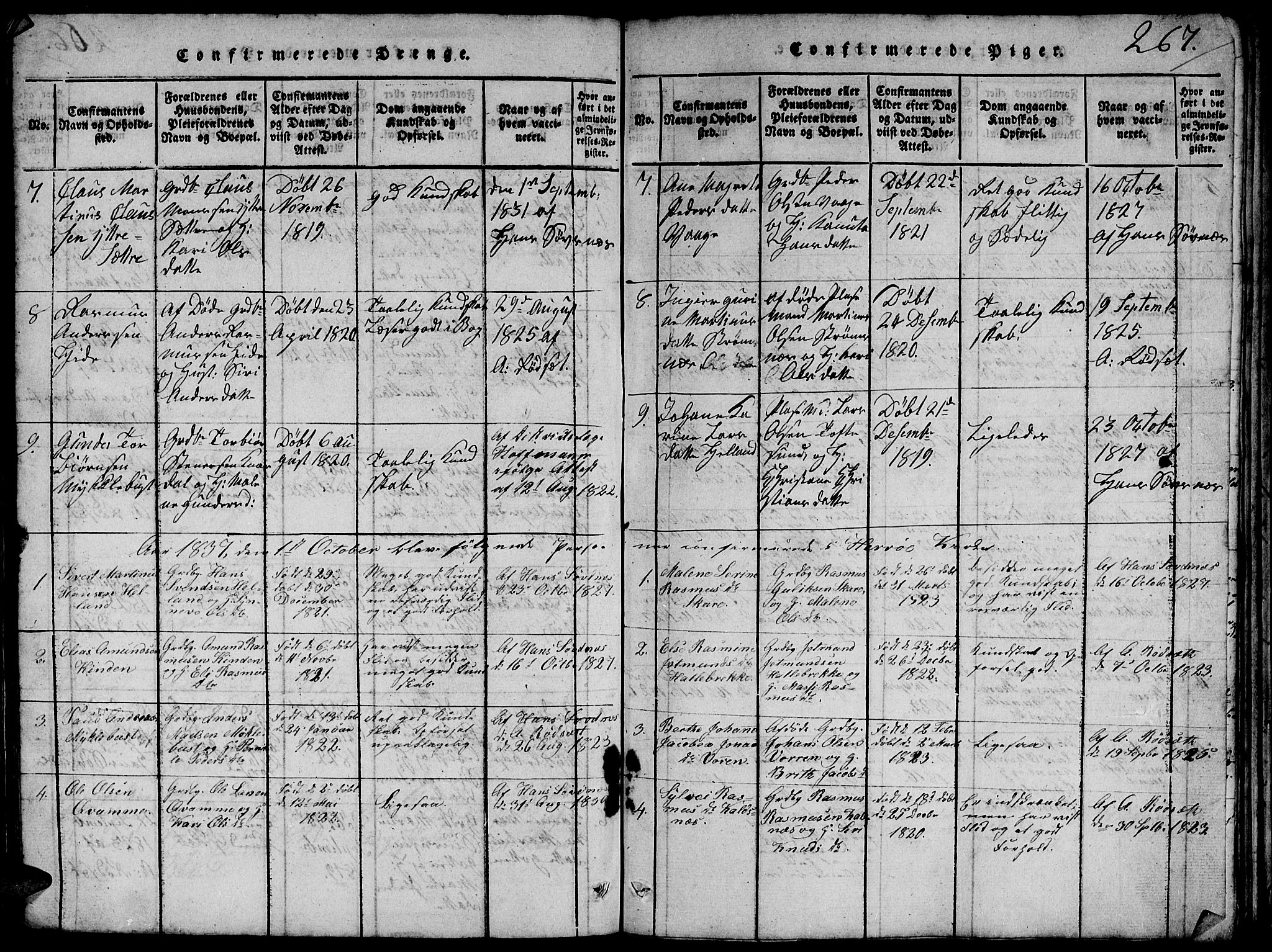 Ministerialprotokoller, klokkerbøker og fødselsregistre - Møre og Romsdal, SAT/A-1454/503/L0046: Parish register (copy) no. 503C01, 1816-1842, p. 267