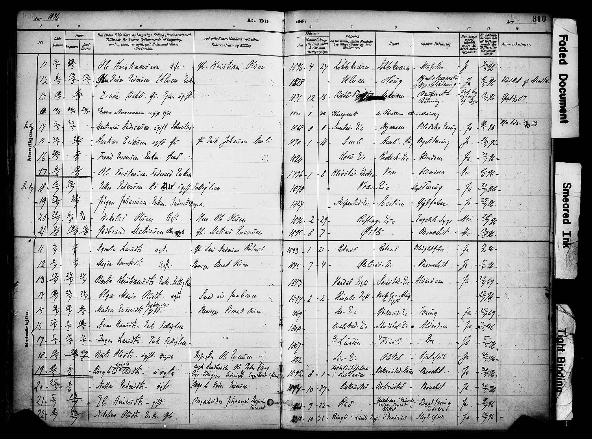 Ringsaker prestekontor, AV/SAH-PREST-014/K/Ka/L0017: Parish register (official) no. 17, 1891-1902, p. 310