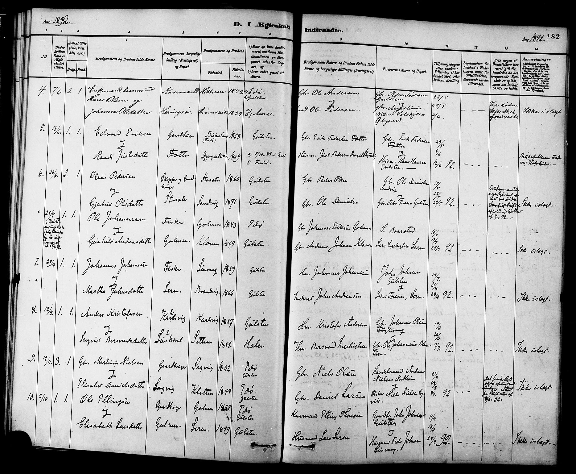 Ministerialprotokoller, klokkerbøker og fødselsregistre - Møre og Romsdal, SAT/A-1454/577/L0896: Parish register (official) no. 577A03, 1880-1898, p. 182