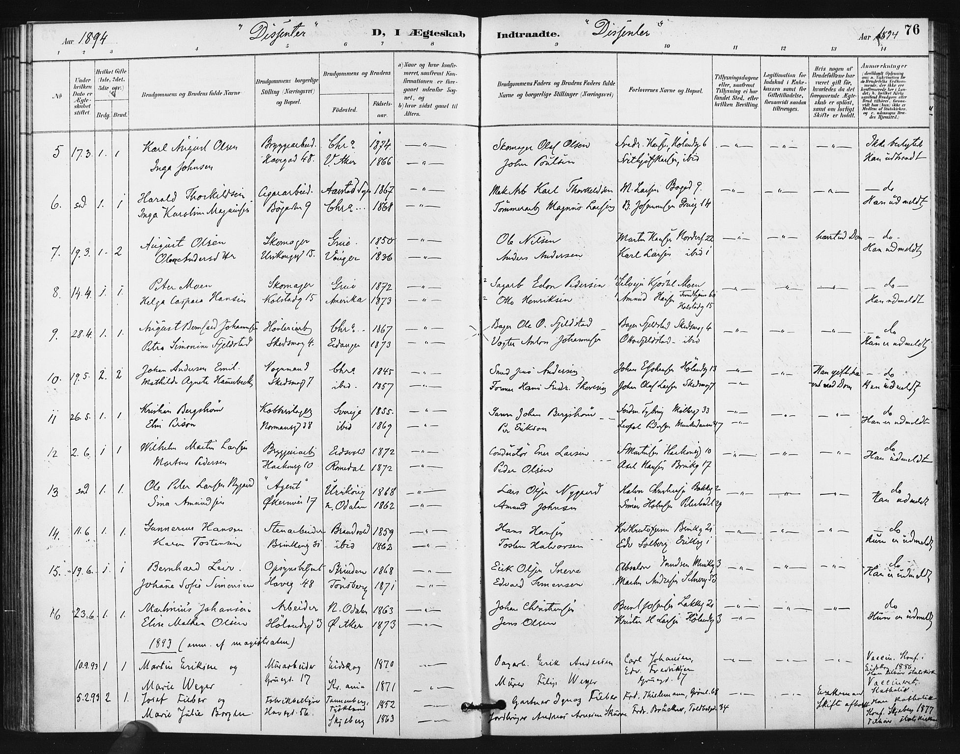 Kampen prestekontor Kirkebøker, AV/SAO-A-10853/F/Fa/L0006: Parish register (official) no. I 6, 1889-1896, p. 76