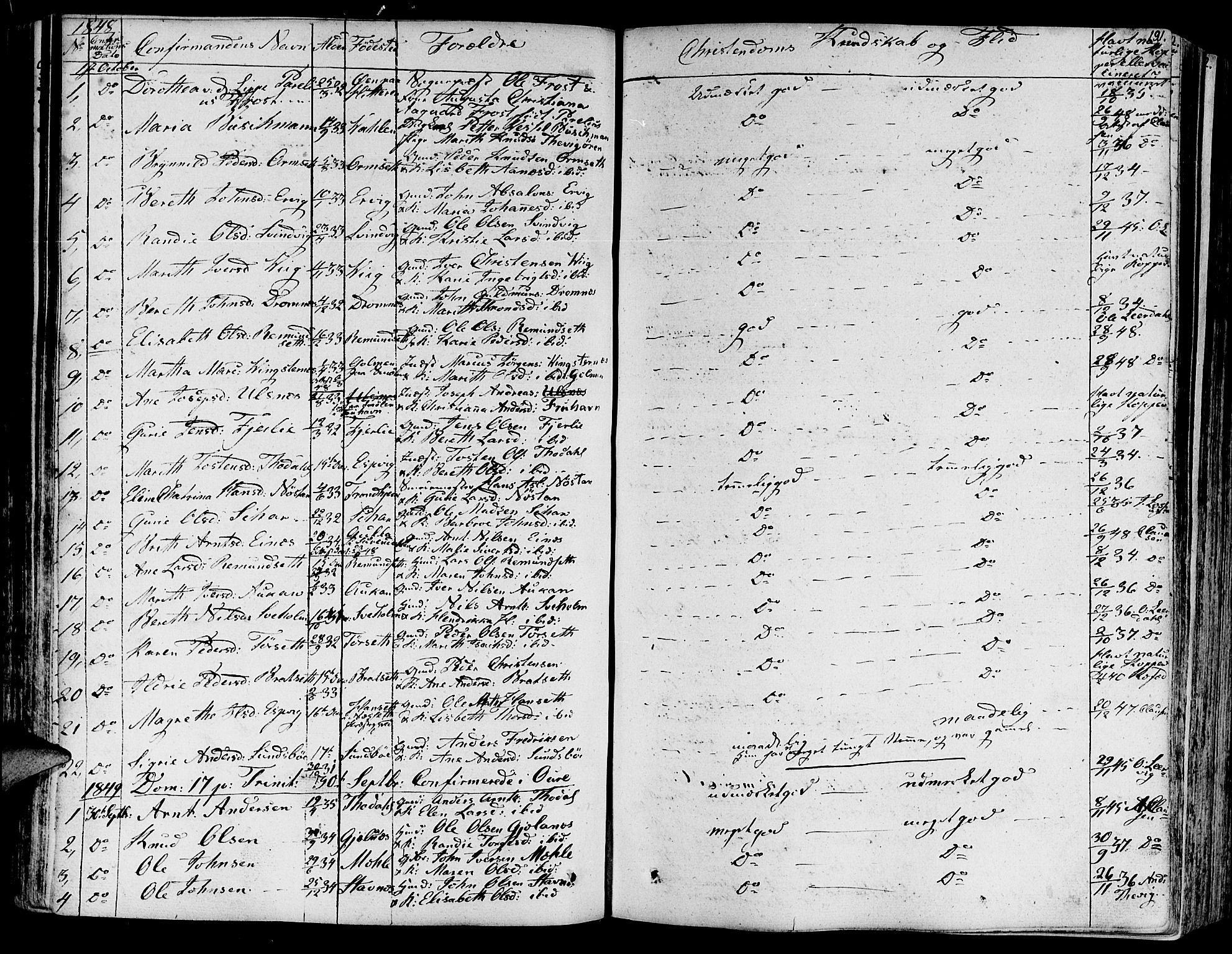 Ministerialprotokoller, klokkerbøker og fødselsregistre - Møre og Romsdal, AV/SAT-A-1454/578/L0904: Parish register (official) no. 578A03, 1836-1858, p. 191