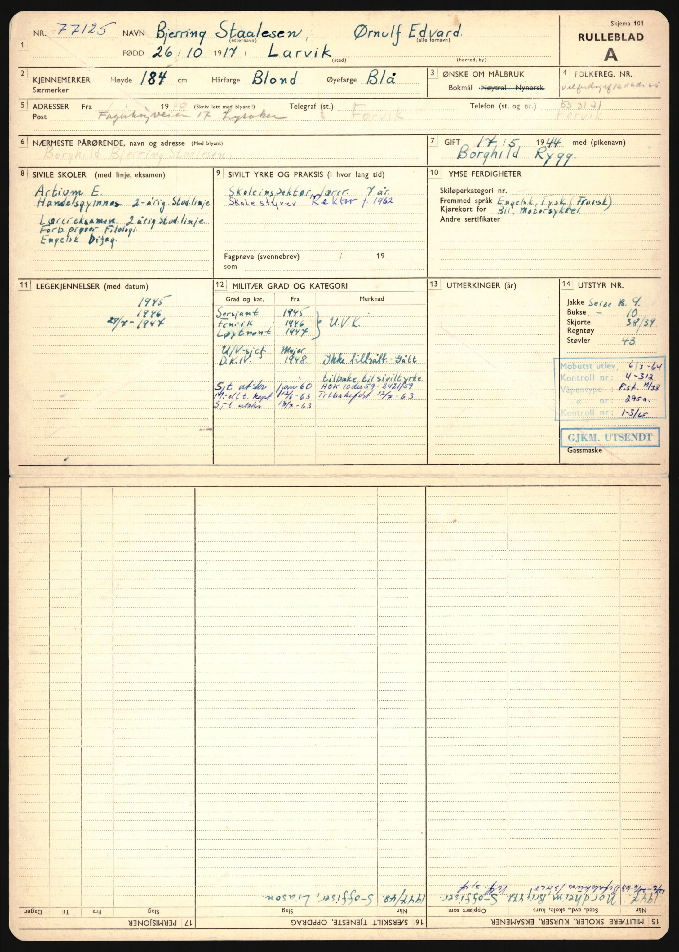 Forsvaret, Sør-Hålogaland landforsvar, AV/RA-RAFA-2552/P/Pa/L0303: Personellmapper for slettet personell, yrkesbefal og vernepliktig befal, født 1917-1920, 1936-1980, p. 13