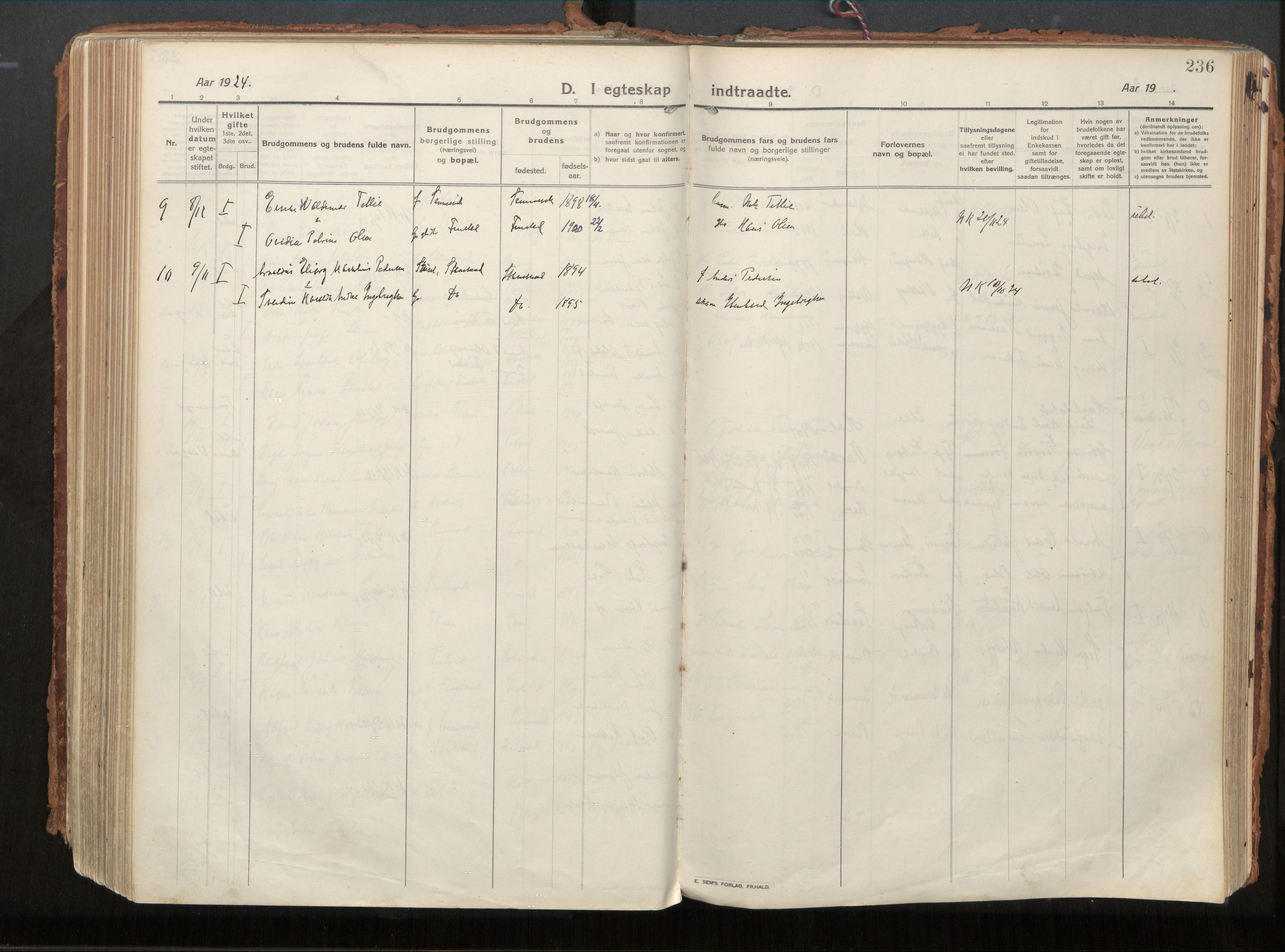 Ministerialprotokoller, klokkerbøker og fødselsregistre - Nordland, SAT/A-1459/882/L1181: Parish register (official) no. 882A03, 1913-1937, p. 236