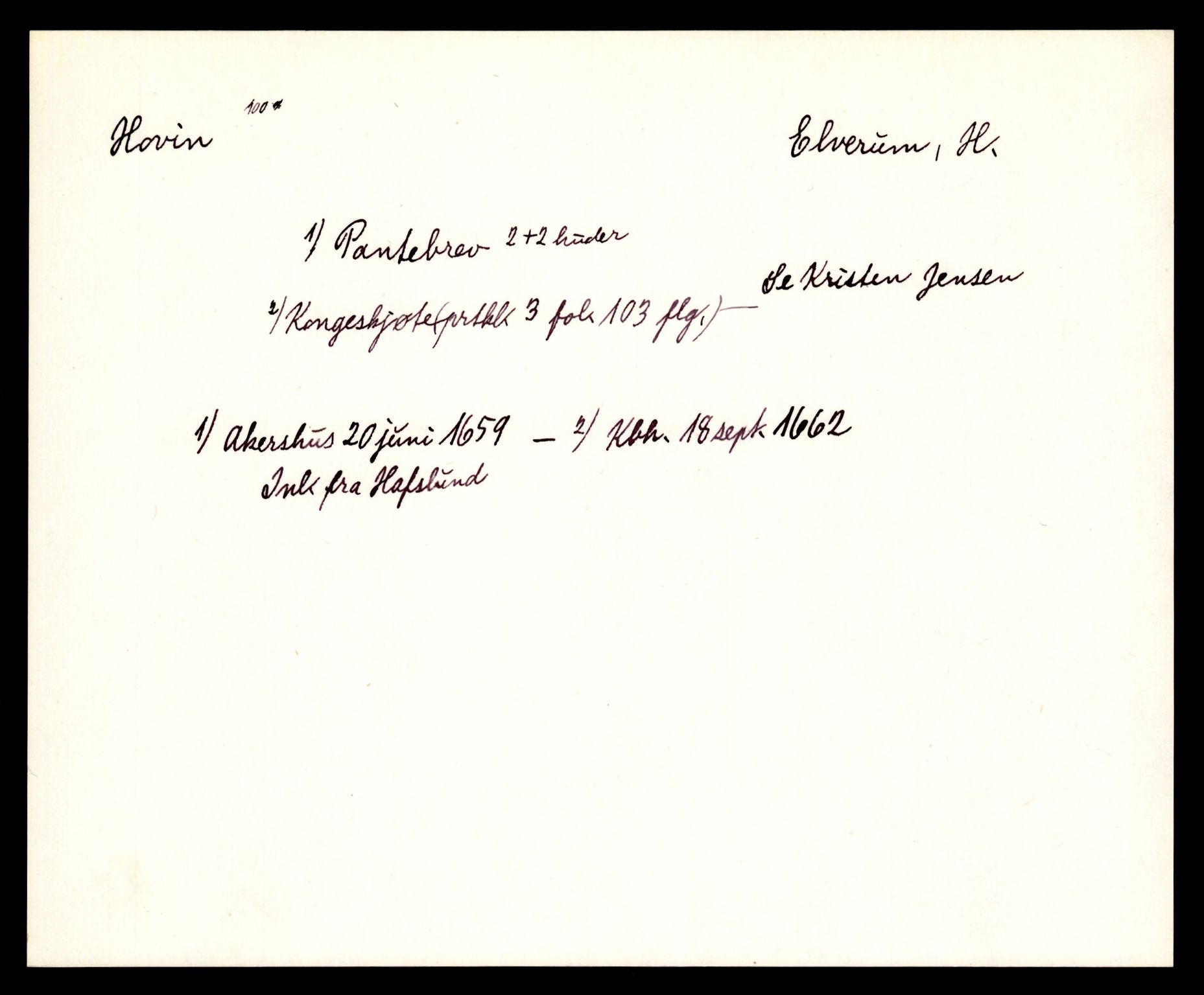 Riksarkivets diplomsamling, AV/RA-EA-5965/F35/F35e/L0008: Registreringssedler Hedmark 2, 1400-1700, p. 159