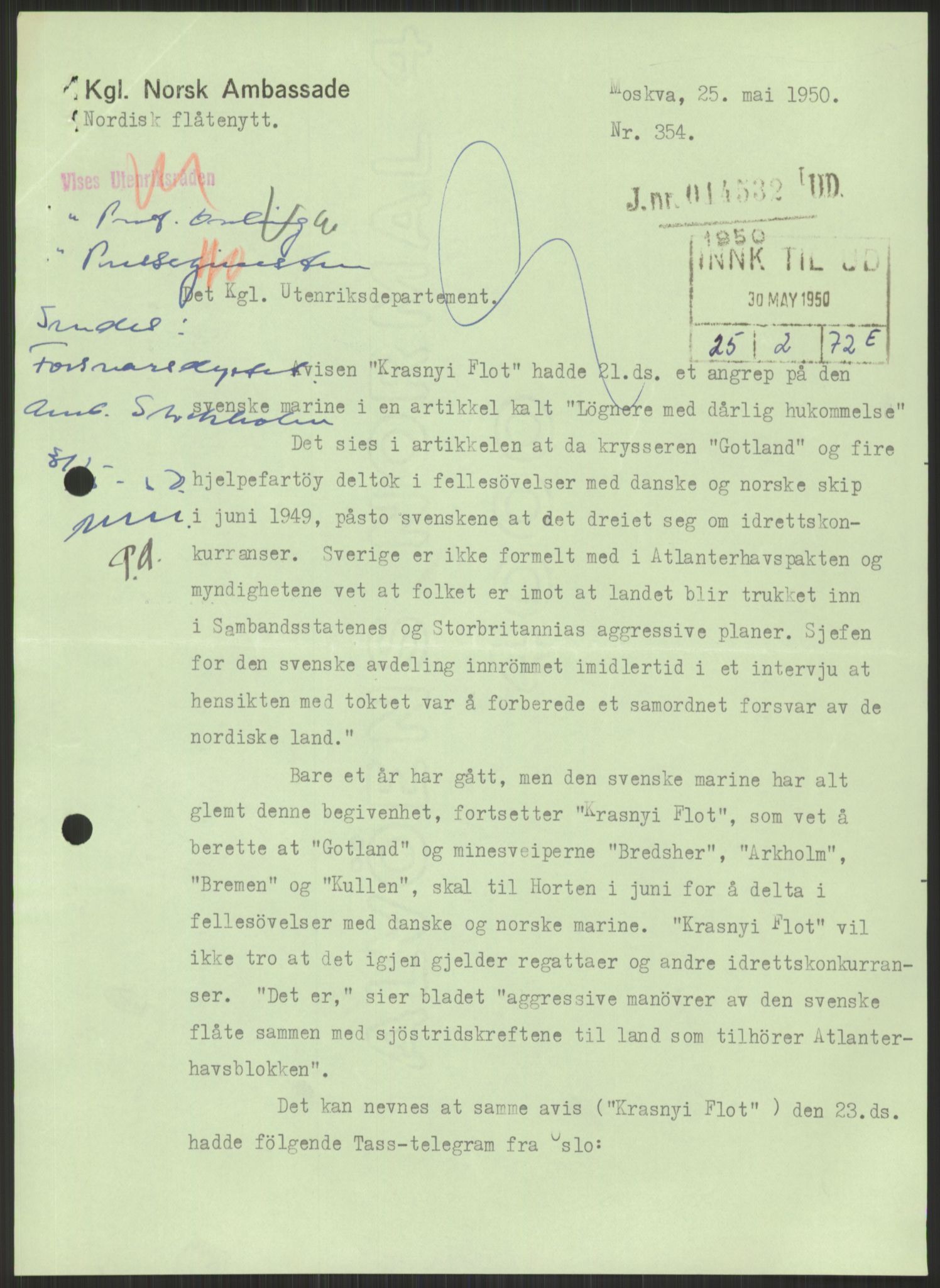 Utenriksdepartementet, RA/S-2259, 1948-1950, p. 1263