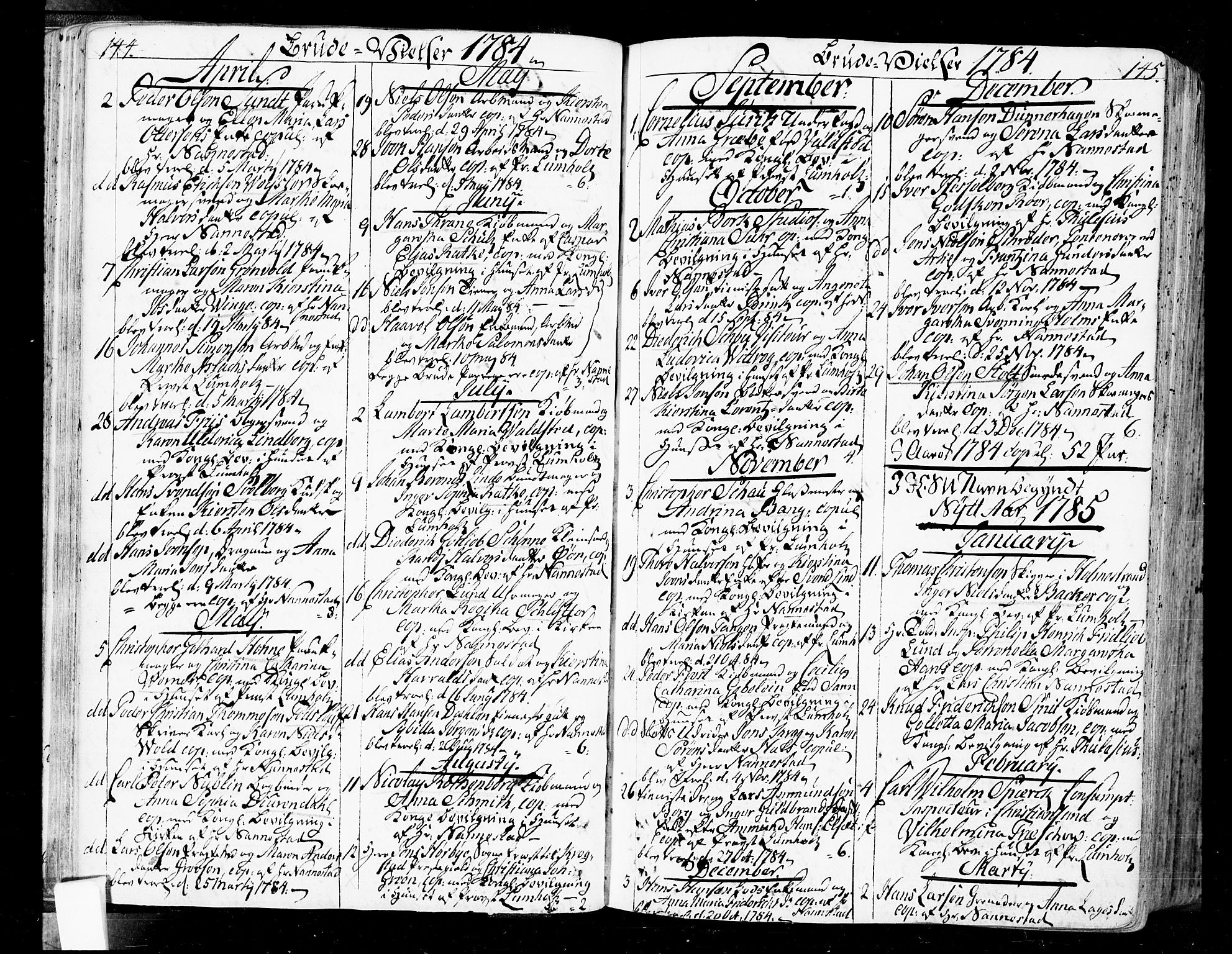 Oslo domkirke Kirkebøker, SAO/A-10752/F/Fa/L0004: Parish register (official) no. 4, 1743-1786, p. 144-145