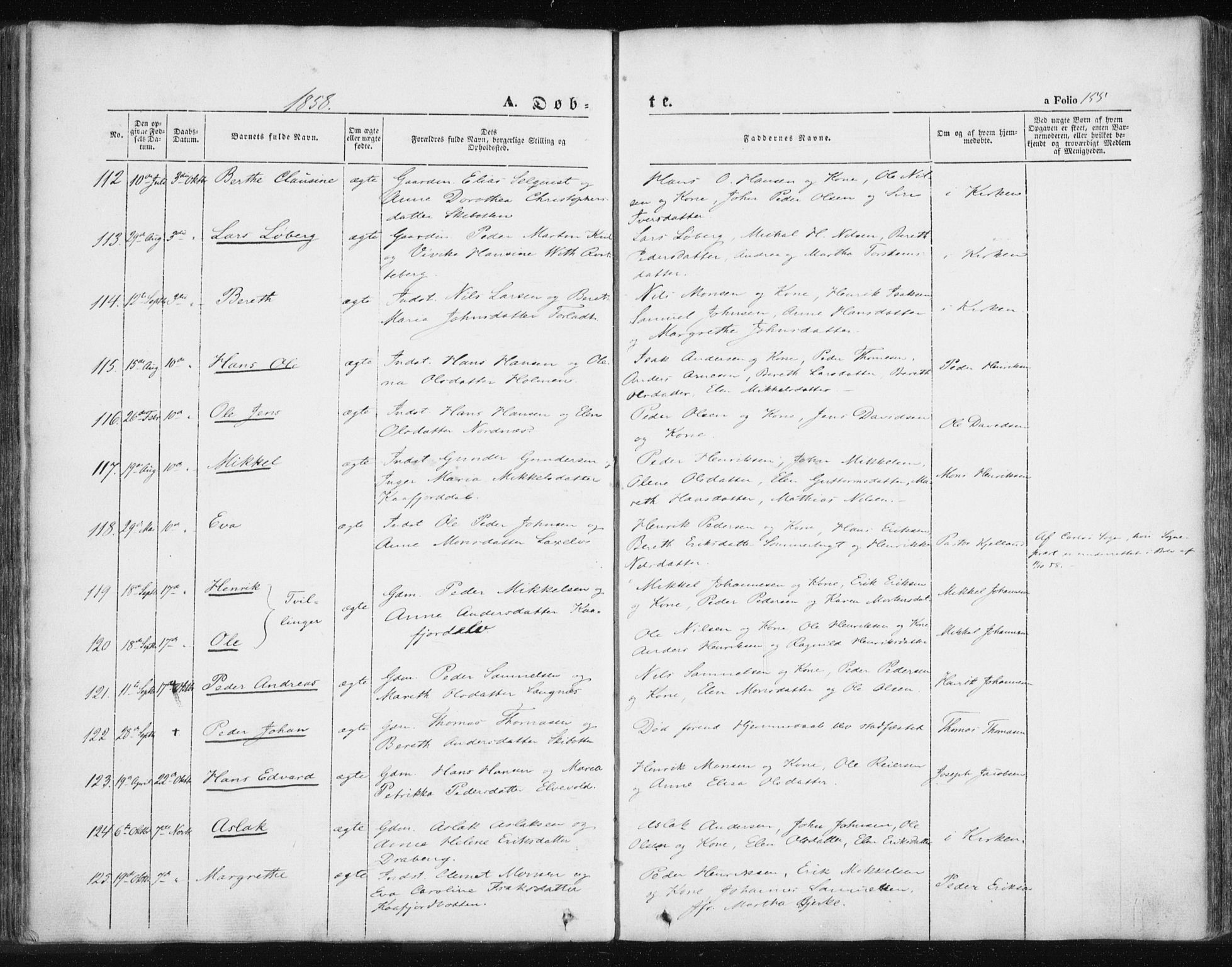 Lyngen sokneprestembete, SATØ/S-1289/H/He/Hea/L0004kirke: Parish register (official) no. 4, 1839-1858, p. 155