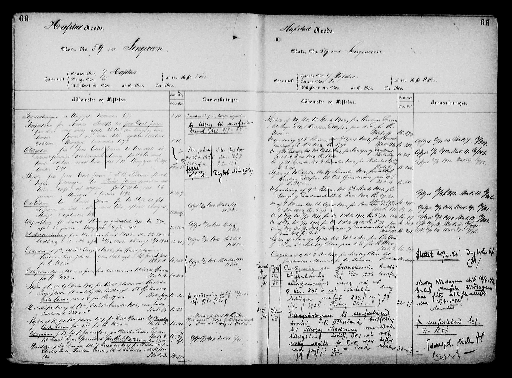 Arendal byfogd, AV/SAK-1222-0001/G/Ga/L0015: Mortgage register no. 13, 1860-1960, p. 66
