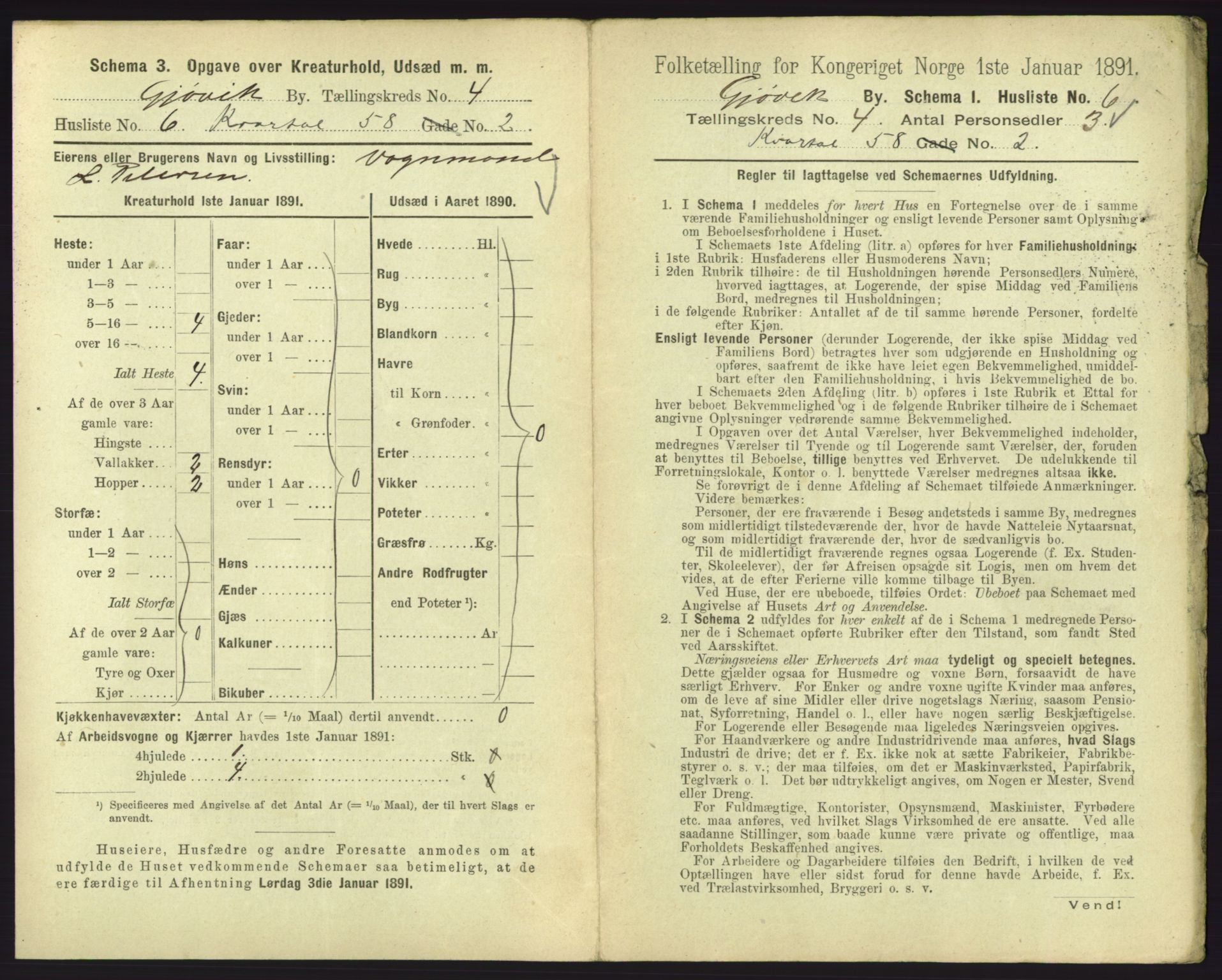 RA, 1891 census for 0502 Gjøvik, 1891, p. 192