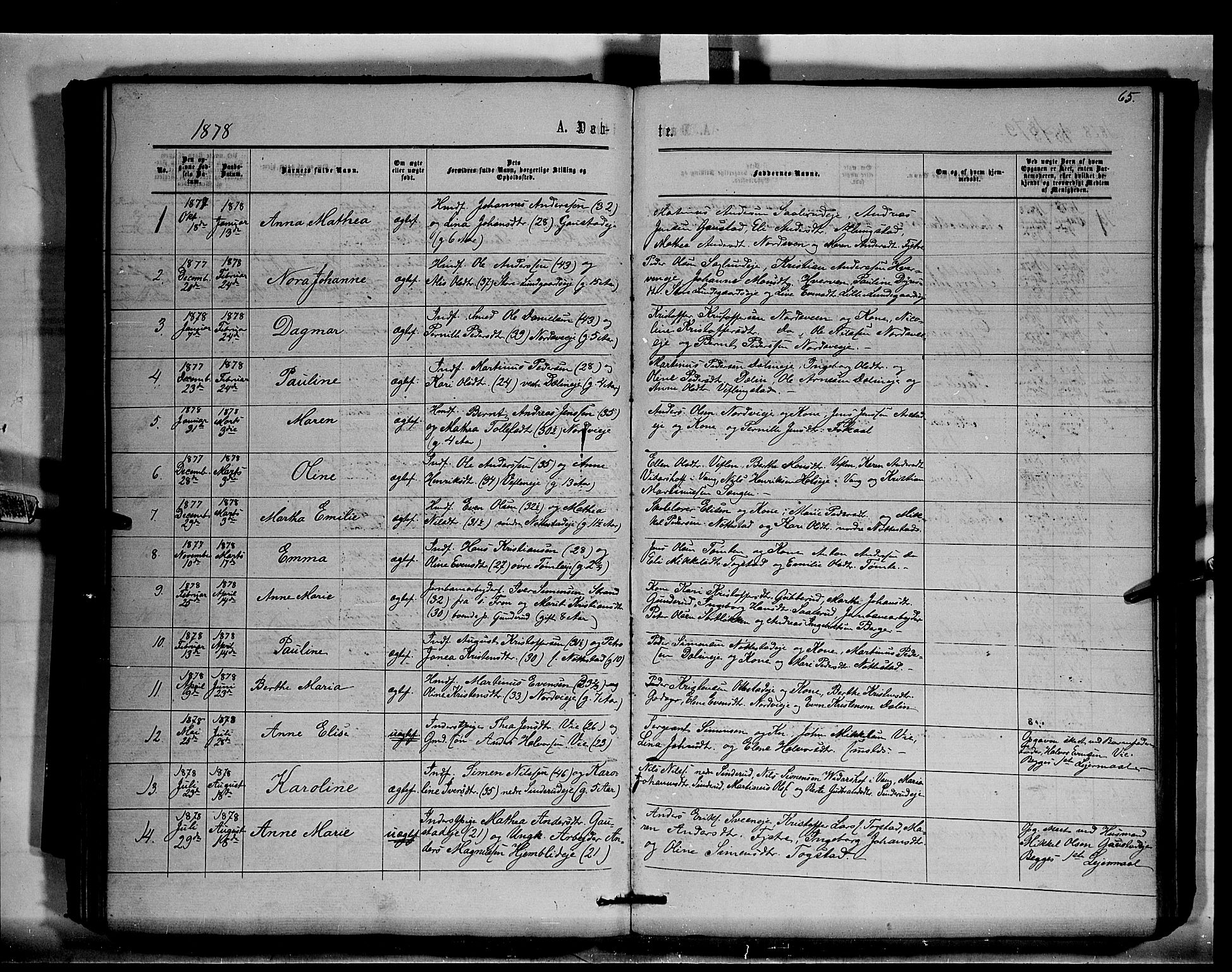 Stange prestekontor, SAH/PREST-002/K/L0015: Parish register (official) no. 15, 1862-1879, p. 65