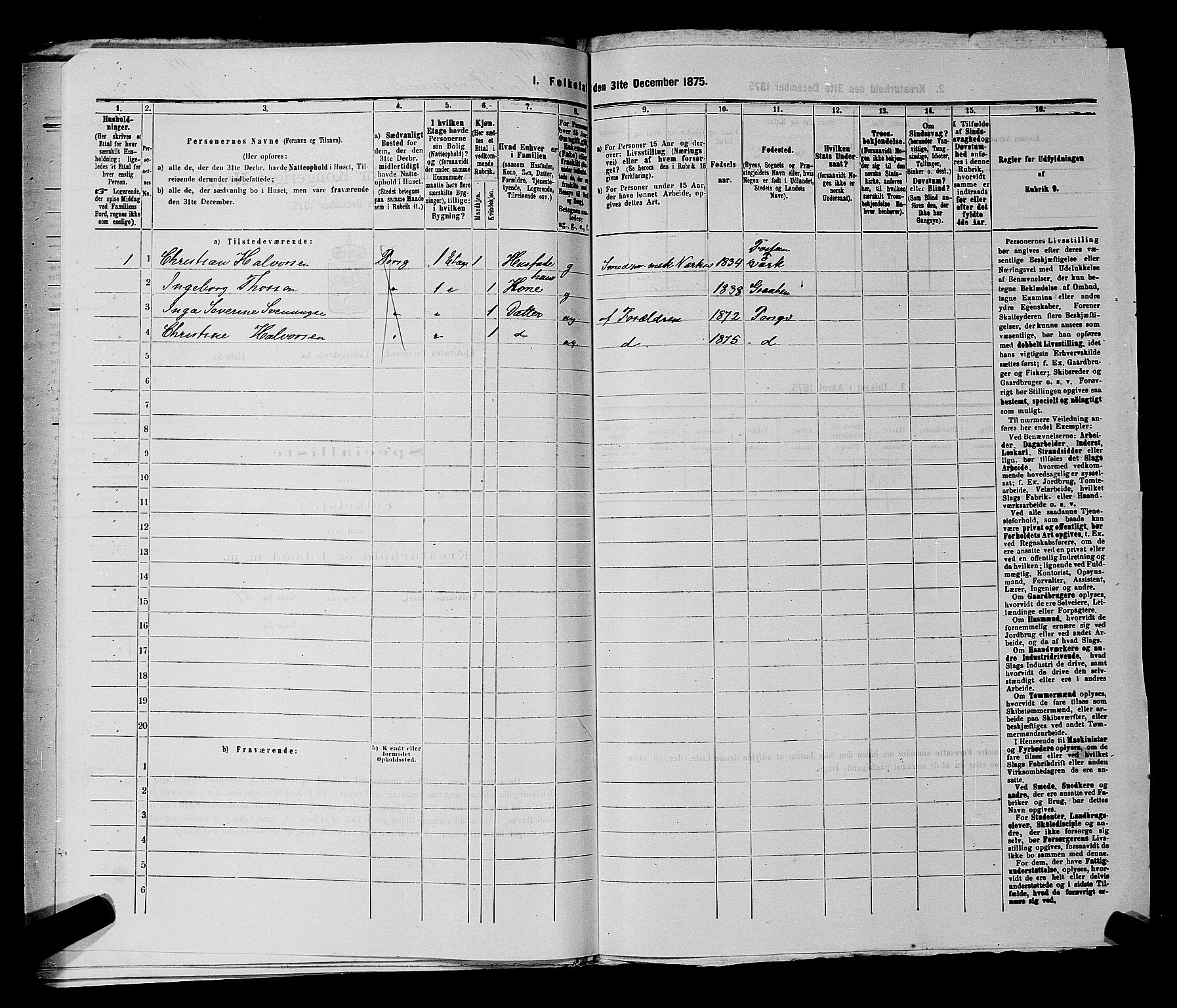 SAKO, 1875 census for 0805P Porsgrunn, 1875, p. 874