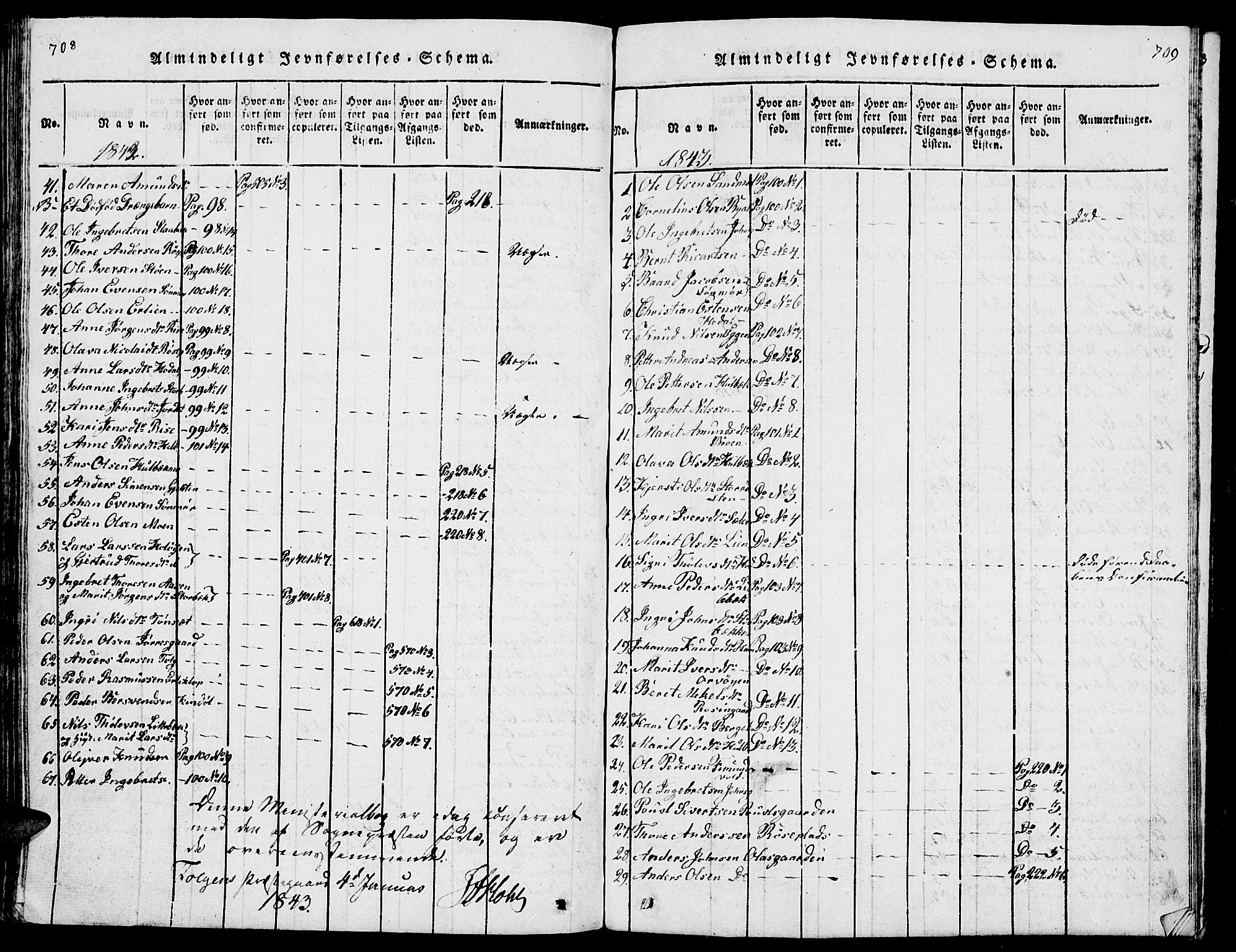 Tolga prestekontor, AV/SAH-PREST-062/L/L0001: Parish register (copy) no. 1, 1814-1877, p. 708-709