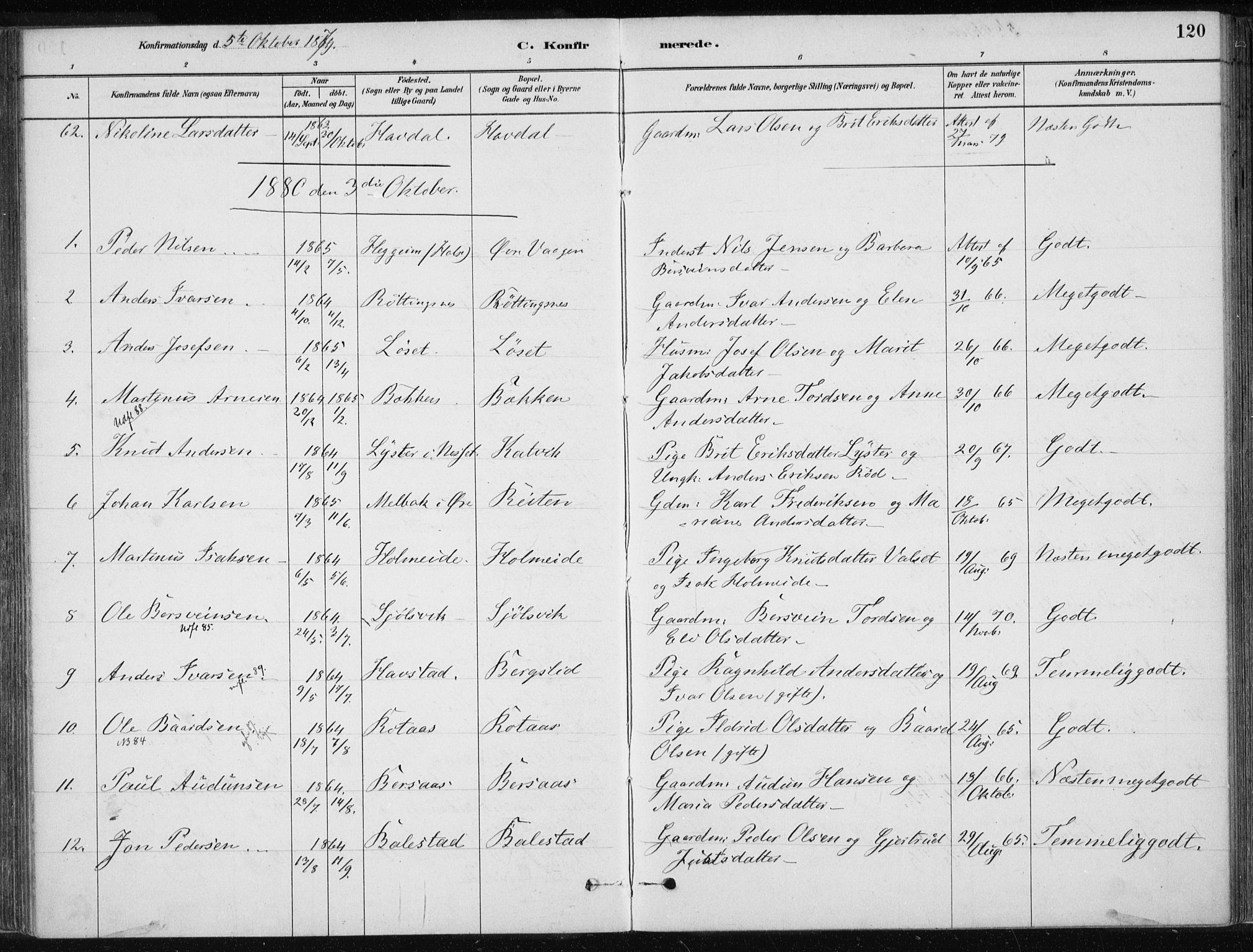 Ministerialprotokoller, klokkerbøker og fødselsregistre - Møre og Romsdal, AV/SAT-A-1454/586/L0987: Parish register (official) no. 586A13, 1879-1892, p. 120