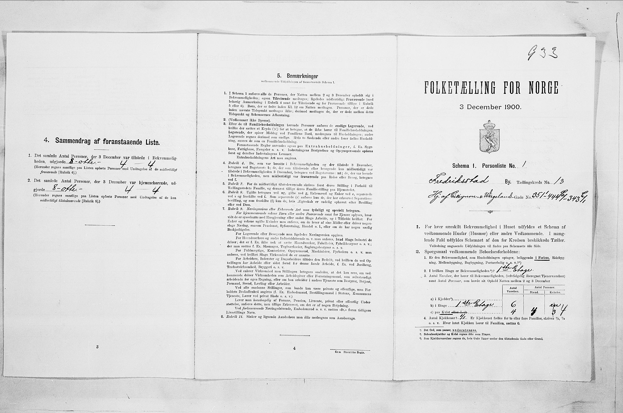 SAO, 1900 census for Fredrikstad, 1900