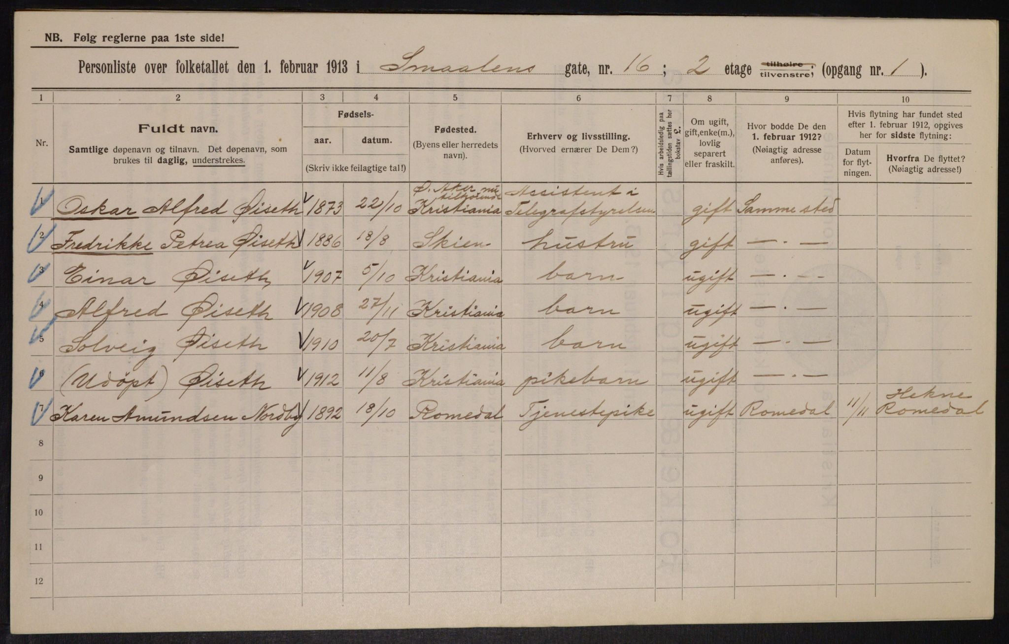 OBA, Municipal Census 1913 for Kristiania, 1913, p. 97946