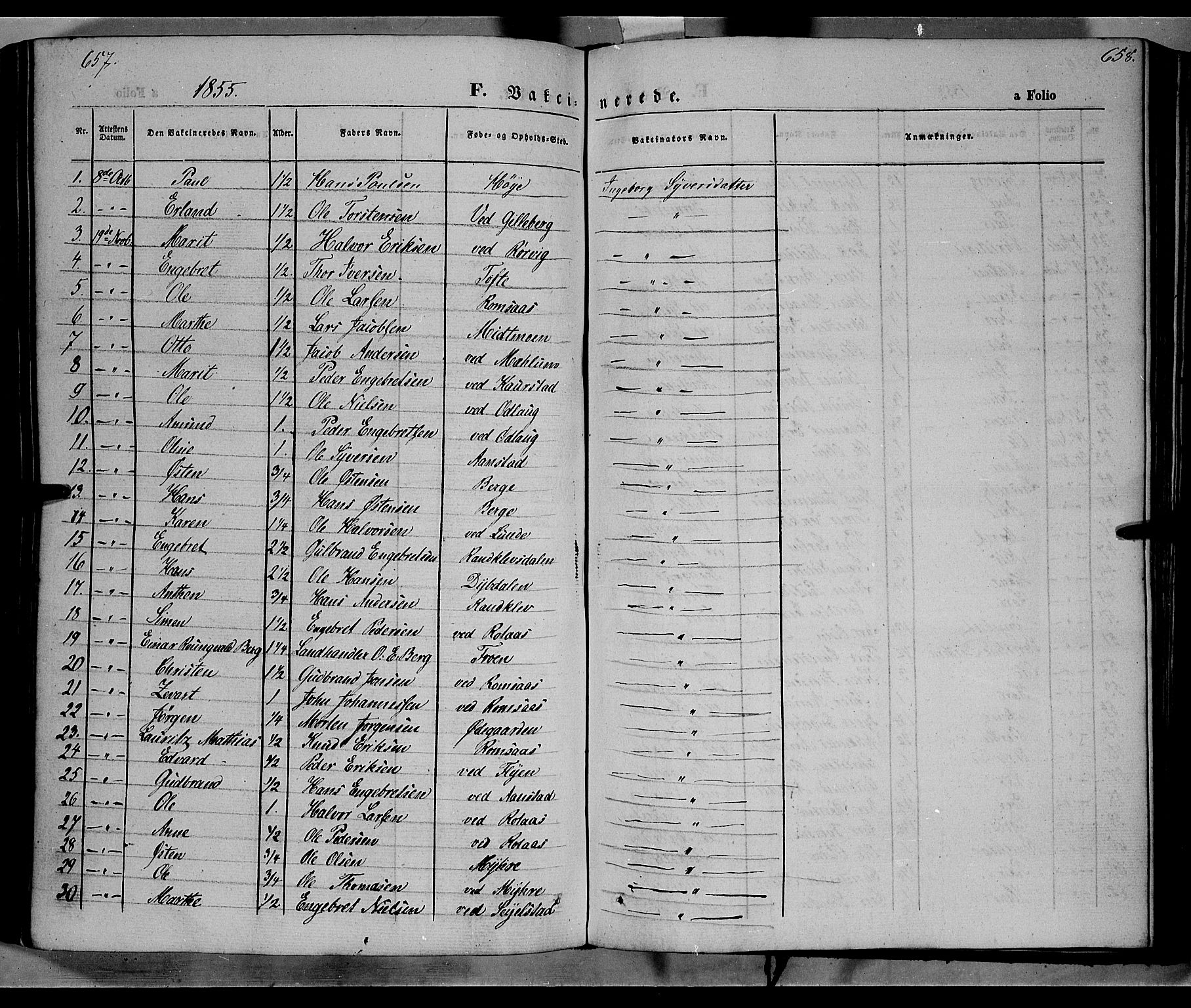 Ringebu prestekontor, SAH/PREST-082/H/Ha/Haa/L0006: Parish register (official) no. 6, 1848-1859, p. 657-658