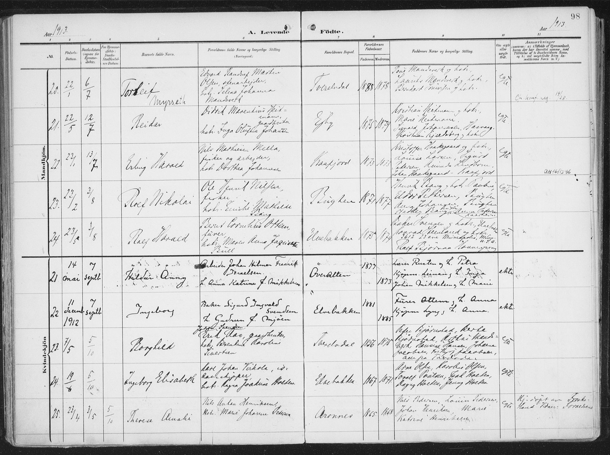 Alta sokneprestkontor, SATØ/S-1338/H/Ha/L0005.kirke: Parish register (official) no. 5, 1904-1918, p. 98