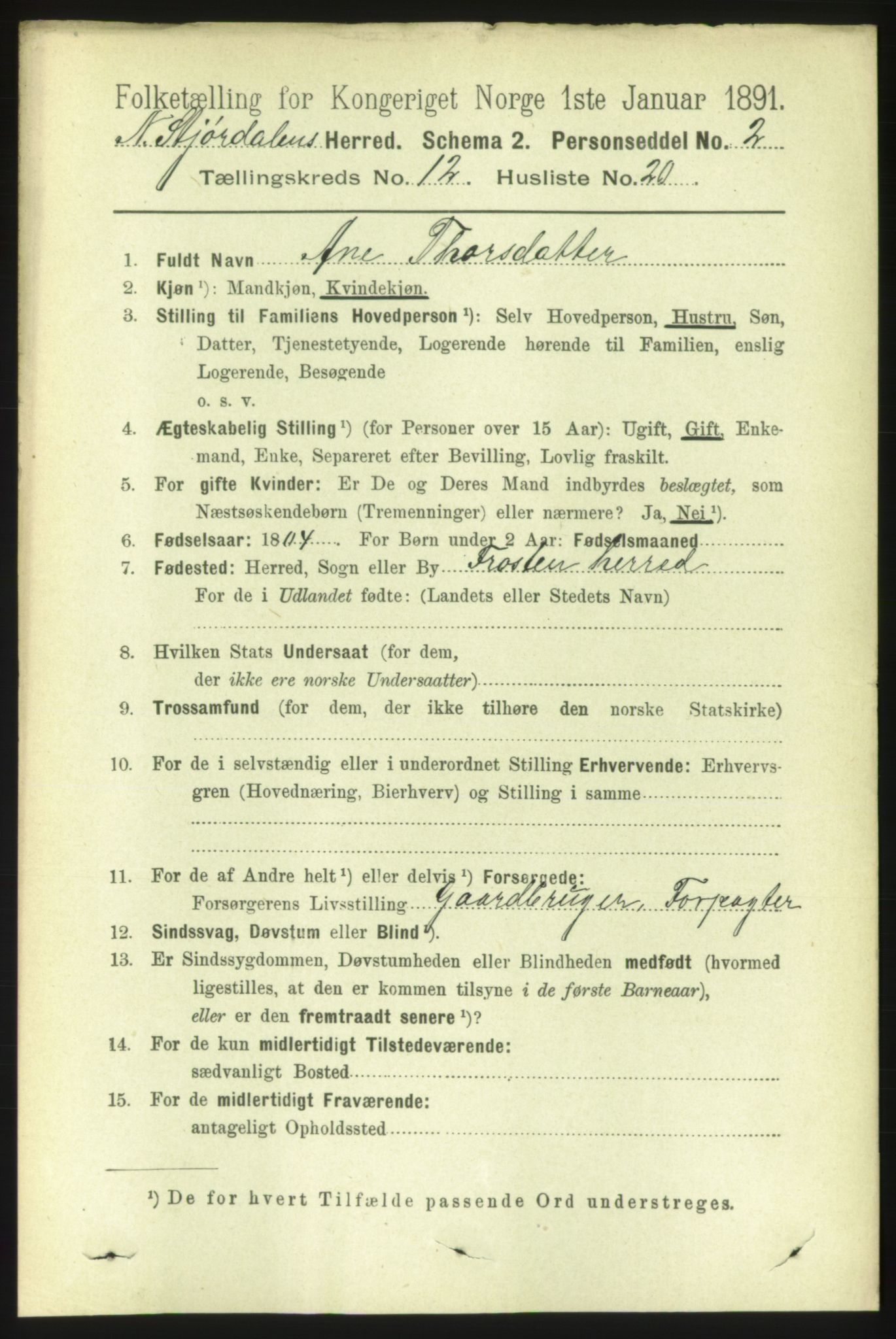 RA, 1891 census for 1714 Nedre Stjørdal, 1891, p. 6110