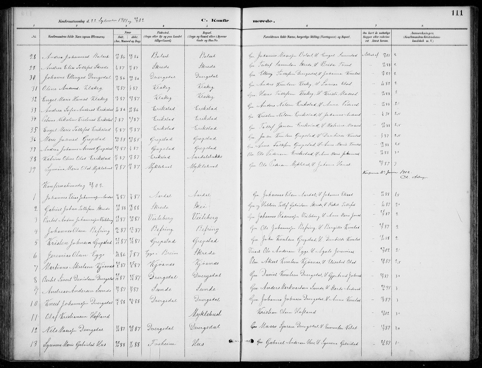 Jølster sokneprestembete, SAB/A-80701/H/Hab/Habb/L0002: Parish register (copy) no. B 2, 1887-1920, p. 111