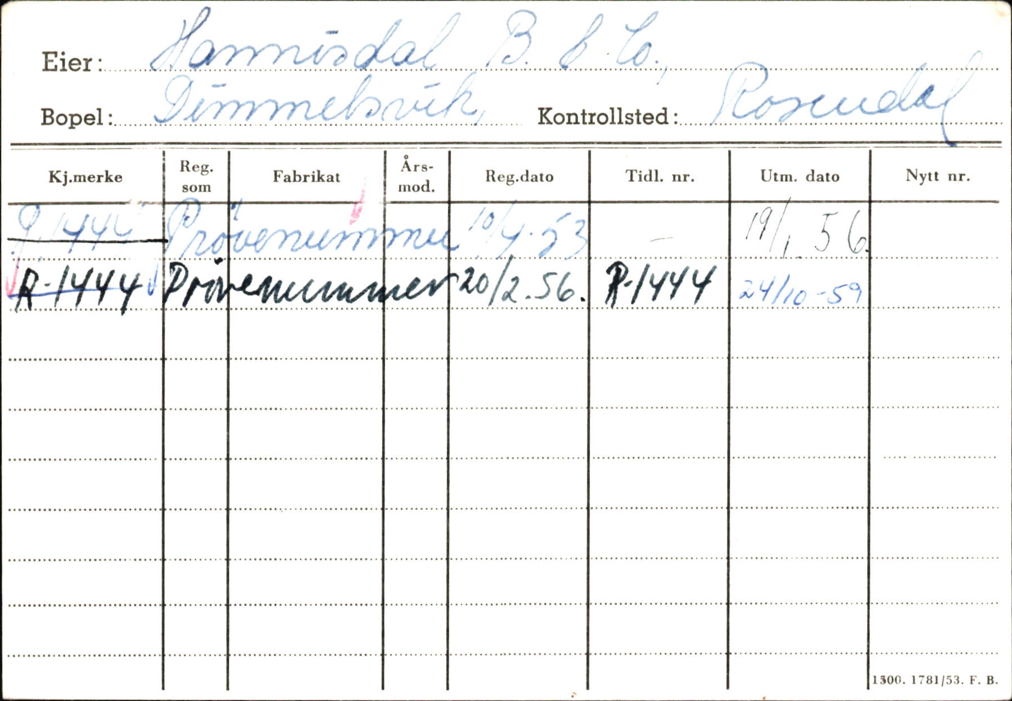 Statens vegvesen, Hordaland vegkontor, SAB/A-5201/2/Ha/L0018: R-eierkort H, 1920-1971, p. 824