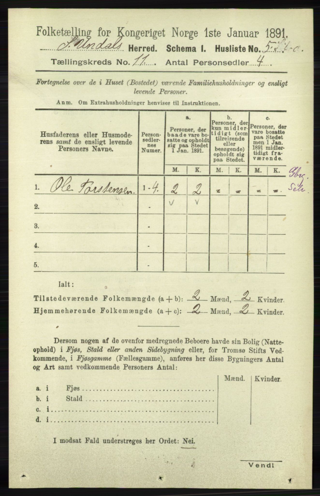 RA, 1891 census for 1029 Sør-Audnedal, 1891, p. 5065