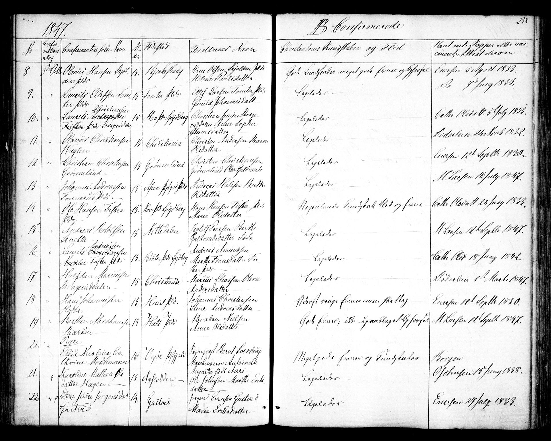 Hobøl prestekontor Kirkebøker, AV/SAO-A-2002/F/Fa/L0003: Parish register (official) no. I 3, 1842-1864, p. 238