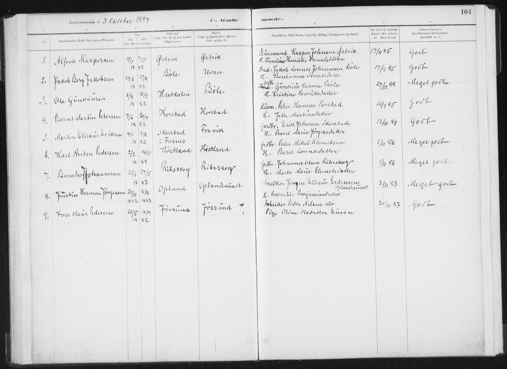 Ministerialprotokoller, klokkerbøker og fødselsregistre - Nord-Trøndelag, SAT/A-1458/771/L0597: Parish register (official) no. 771A04, 1885-1910, p. 104