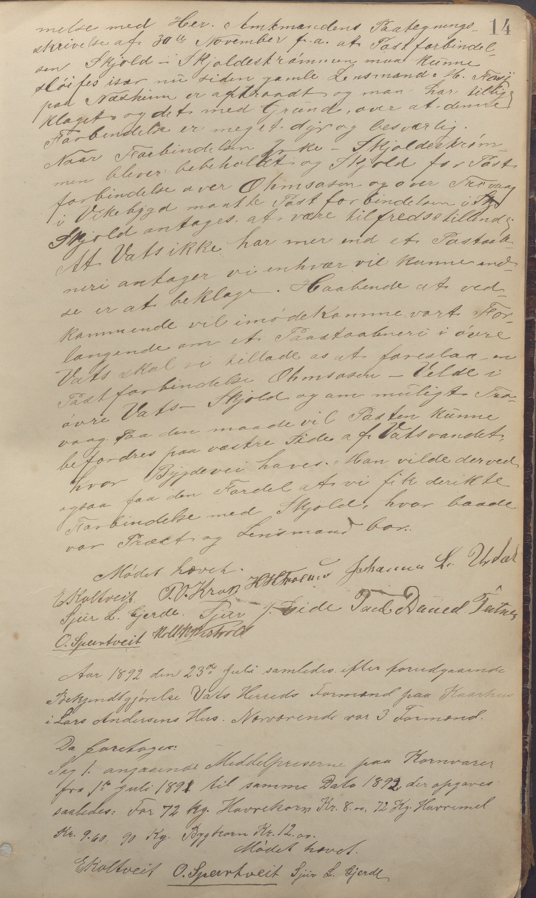 Vats kommune - Formannskapet, IKAR/K-100622/A/L0001: Møtebok, 1890-1911, p. 14a