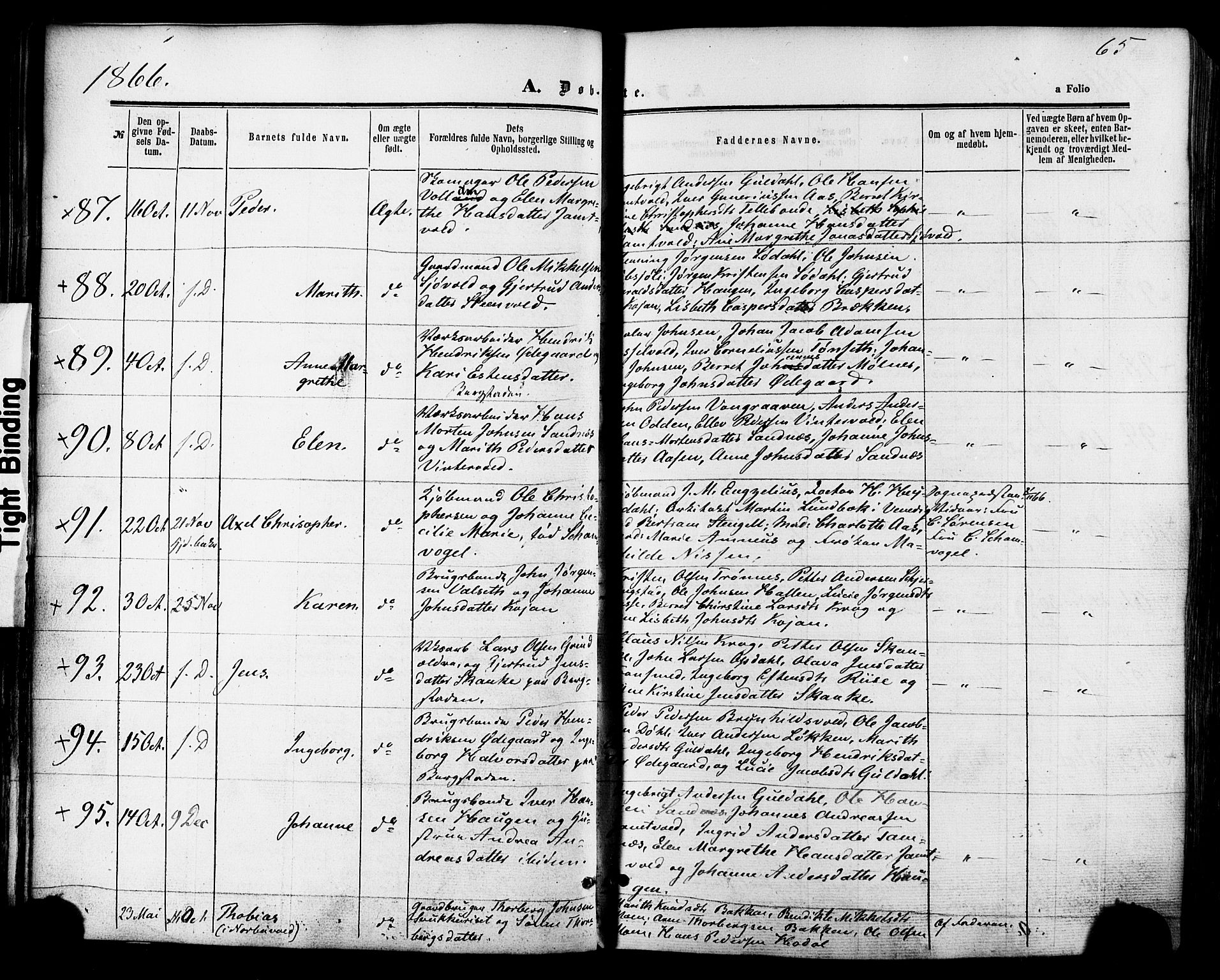 Ministerialprotokoller, klokkerbøker og fødselsregistre - Sør-Trøndelag, SAT/A-1456/681/L0932: Parish register (official) no. 681A10, 1860-1878, p. 65