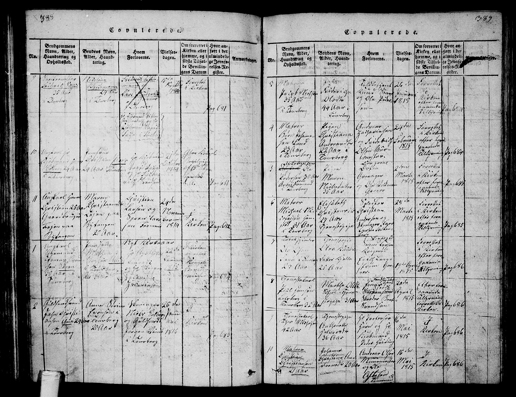 Tønsberg kirkebøker, SAKO/A-330/G/Ga/L0001: Parish register (copy) no. 1, 1813-1826, p. 388-389