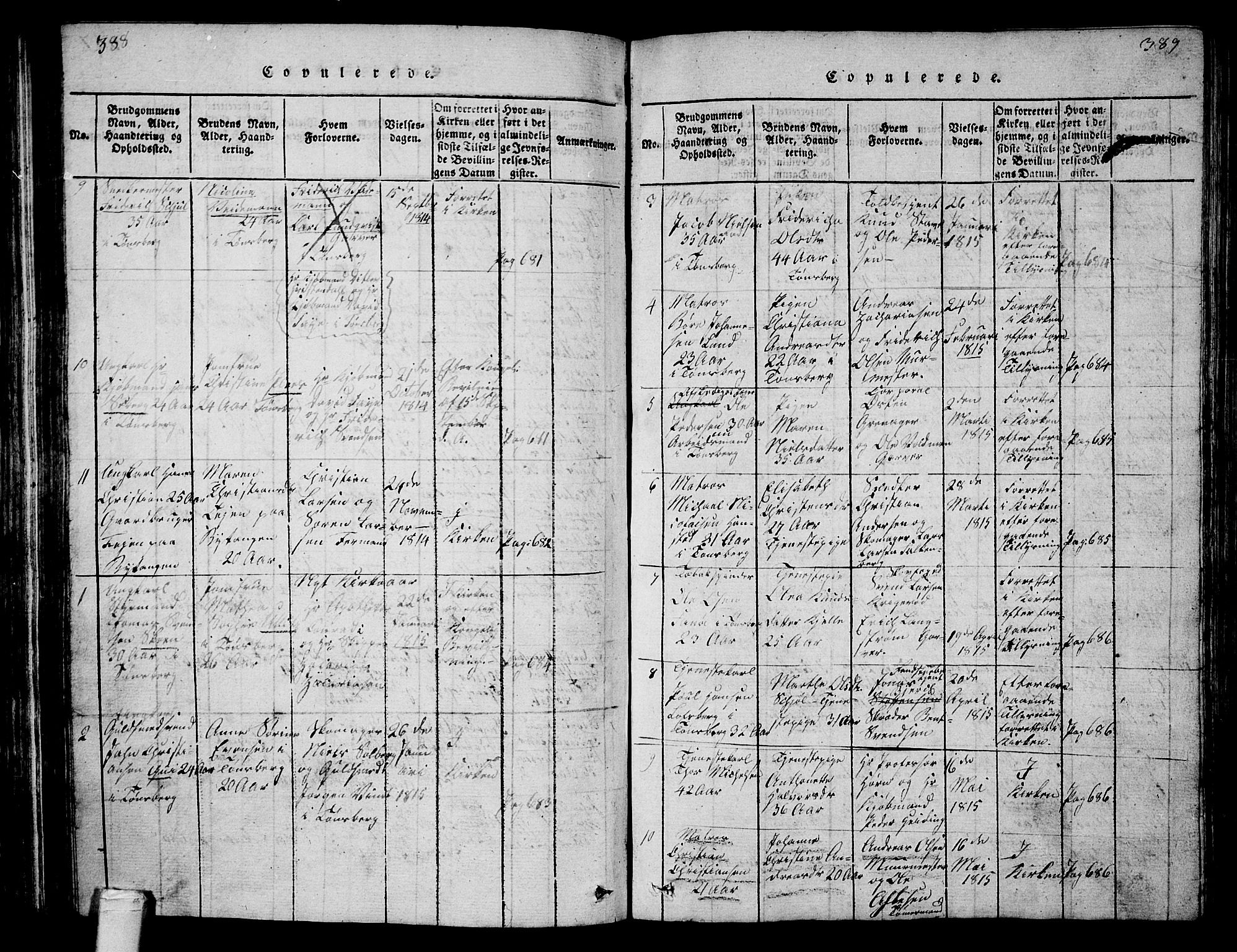 Tønsberg kirkebøker, AV/SAKO-A-330/G/Ga/L0001: Parish register (copy) no. 1, 1813-1826, p. 388-389