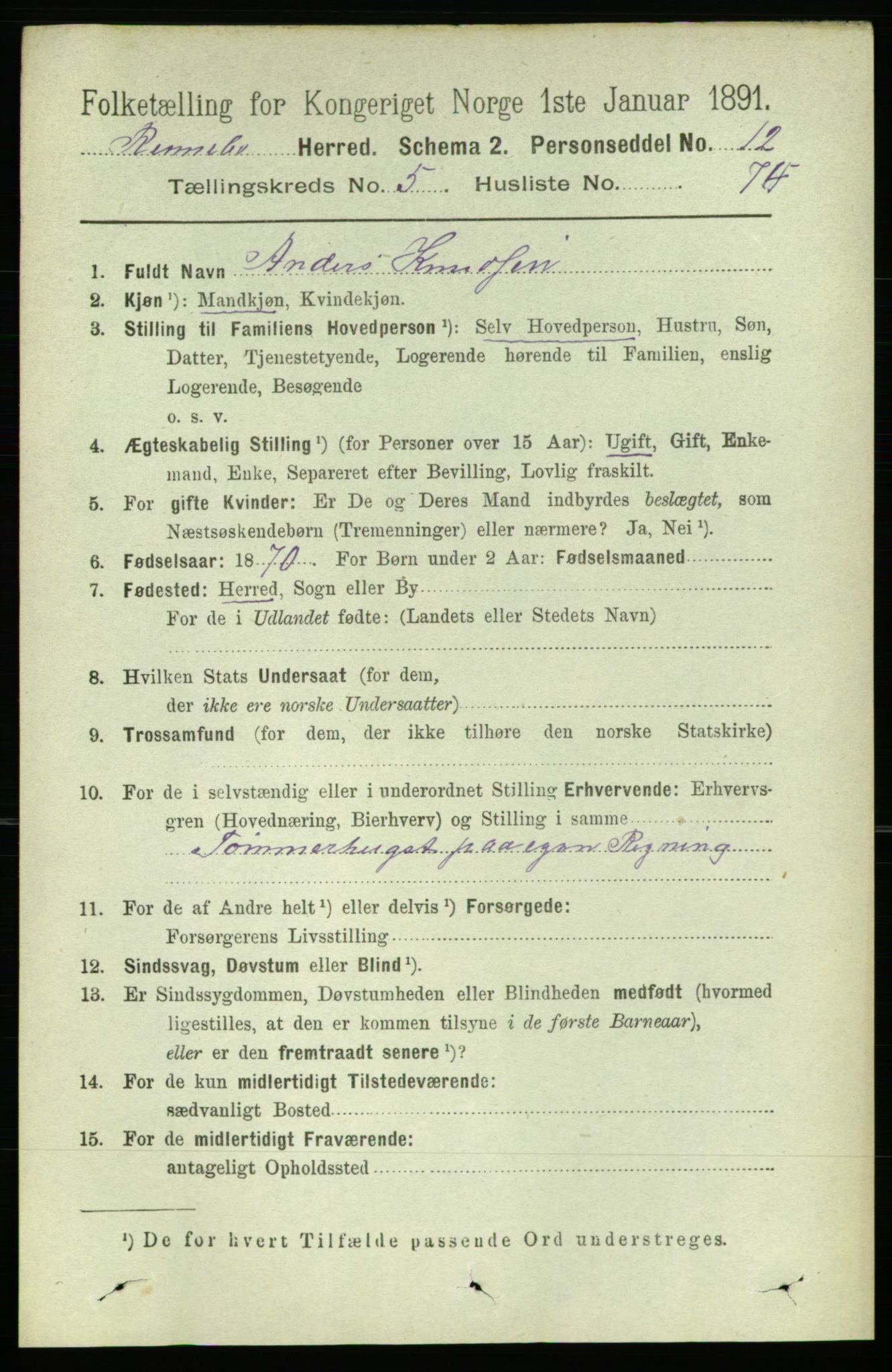RA, 1891 census for 1635 Rennebu, 1891, p. 3040
