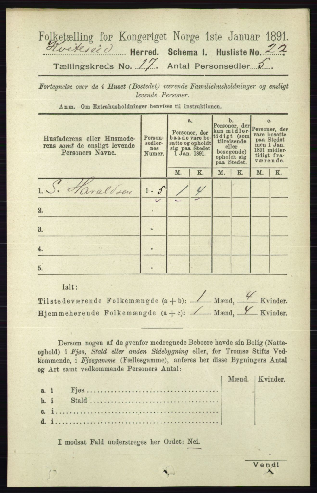 RA, 1891 census for 0829 Kviteseid, 1891, p. 3775